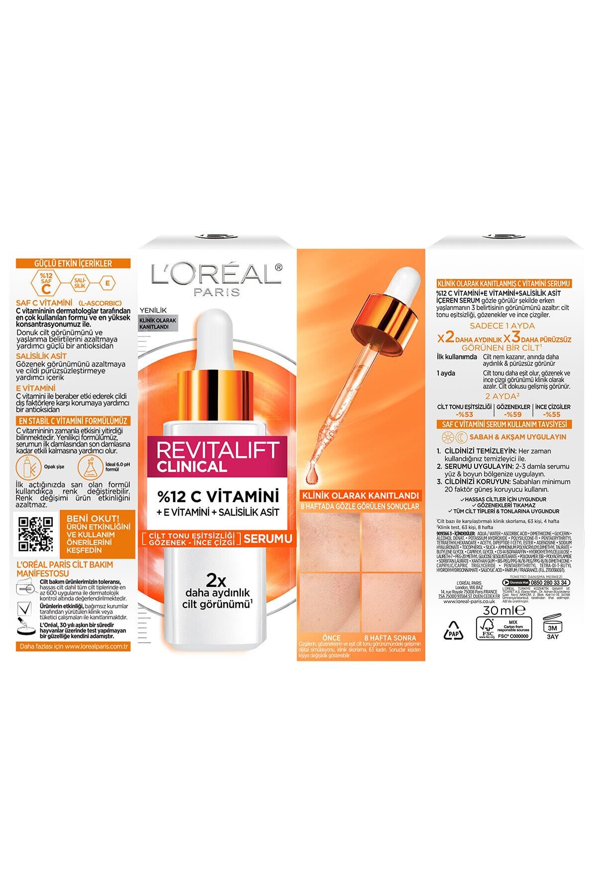 سرم پوست REVITALIFT بالینی 12 ٪ ویتامین C خالص سرمی 30 میل 2 قطعه L'Oreal Paris