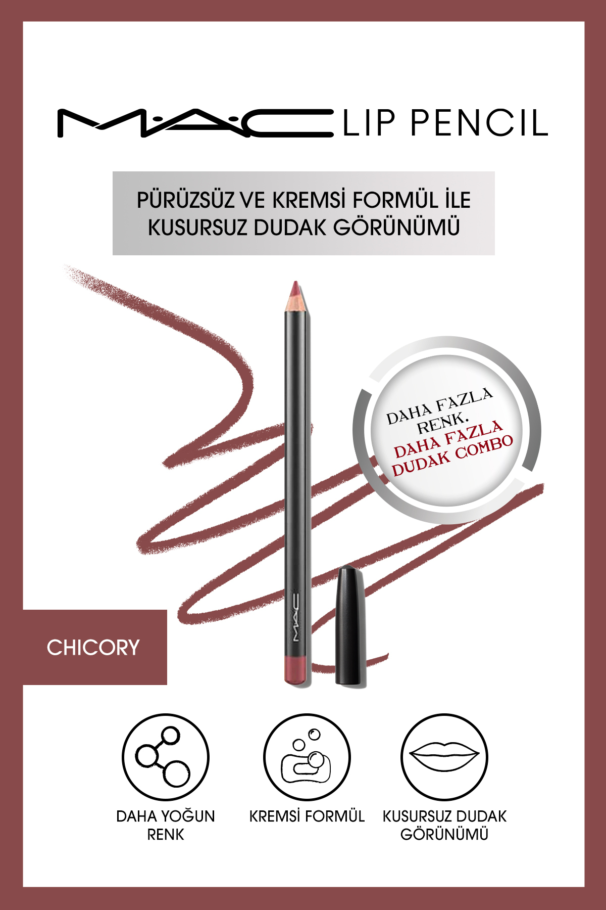 مداد لب Lip Pencil مدل CHICORY قهوه ای هلویی ملایم حجم 1.45 میل مک MAC