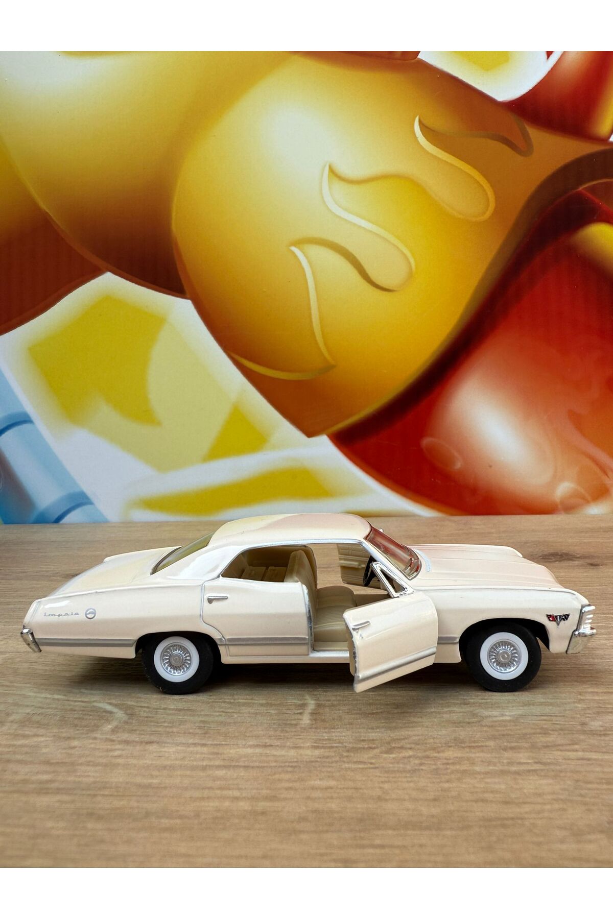 مدل خودرو PULL DROP 1967 CHEVROLET IMPALA CREAM DIECAST CAR OPENING DOORS CHEVY MODEL اورجینال scntoys