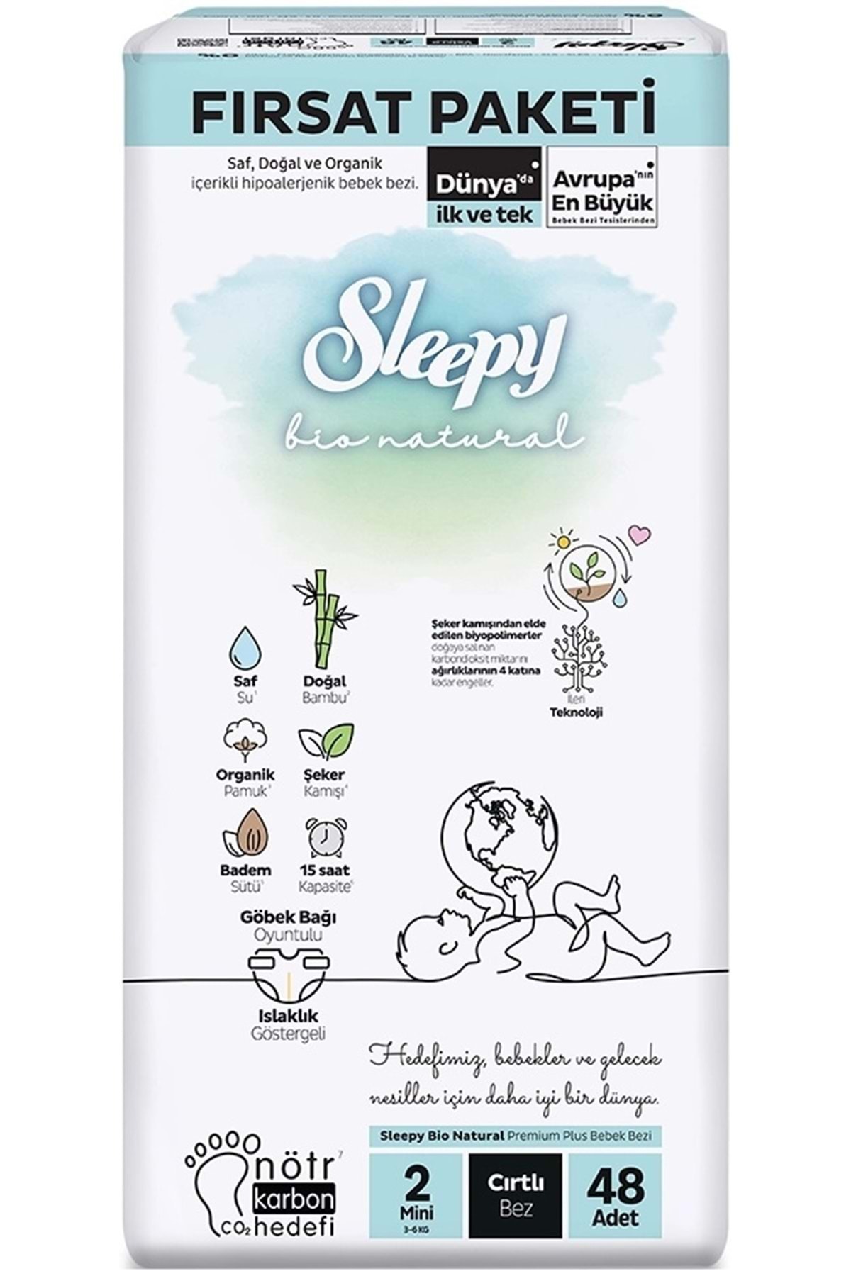 پوشک بچه بیو طبیعی سایز: 2 3 6 کیلوگرم مینی 96 تکه فرصت اقتصادی PK اورجینال Sleepy