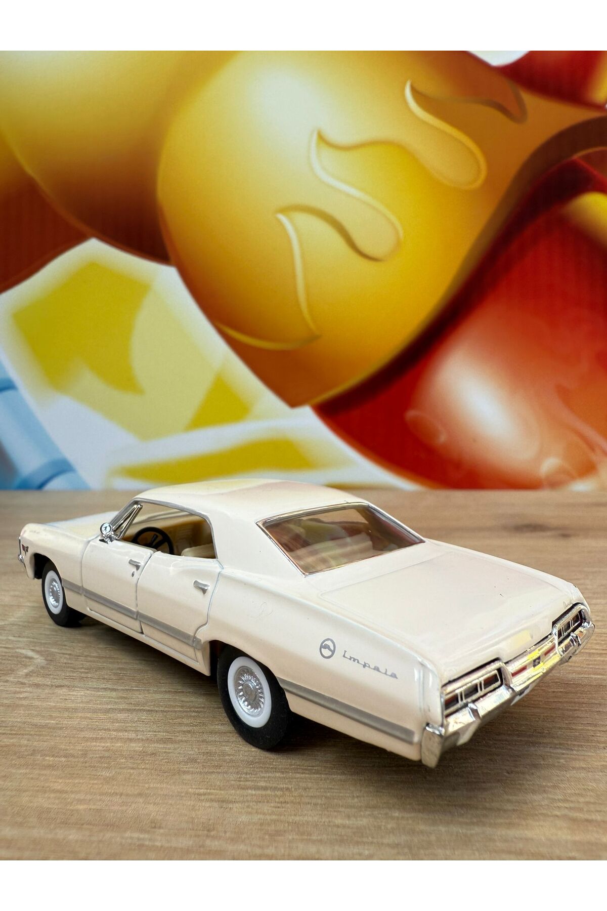 مدل خودرو PULL DROP 1967 CHEVROLET IMPALA CREAM DIECAST CAR OPENING DOORS CHEVY MODEL اورجینال scntoys