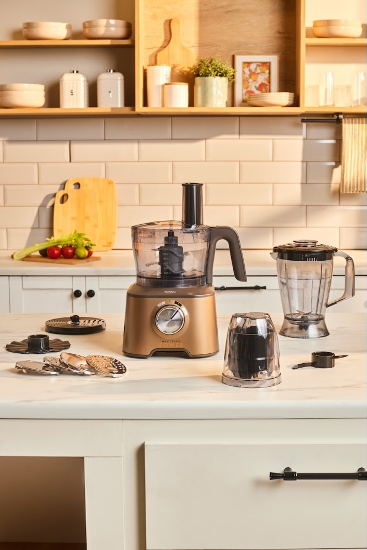 ست مخلوط کن غذاساز 2000 واتی MULTIFUNCTIONAL MASTERMAID POWER 10 IN 1 WALNUT BROWN اورجینال Karaca