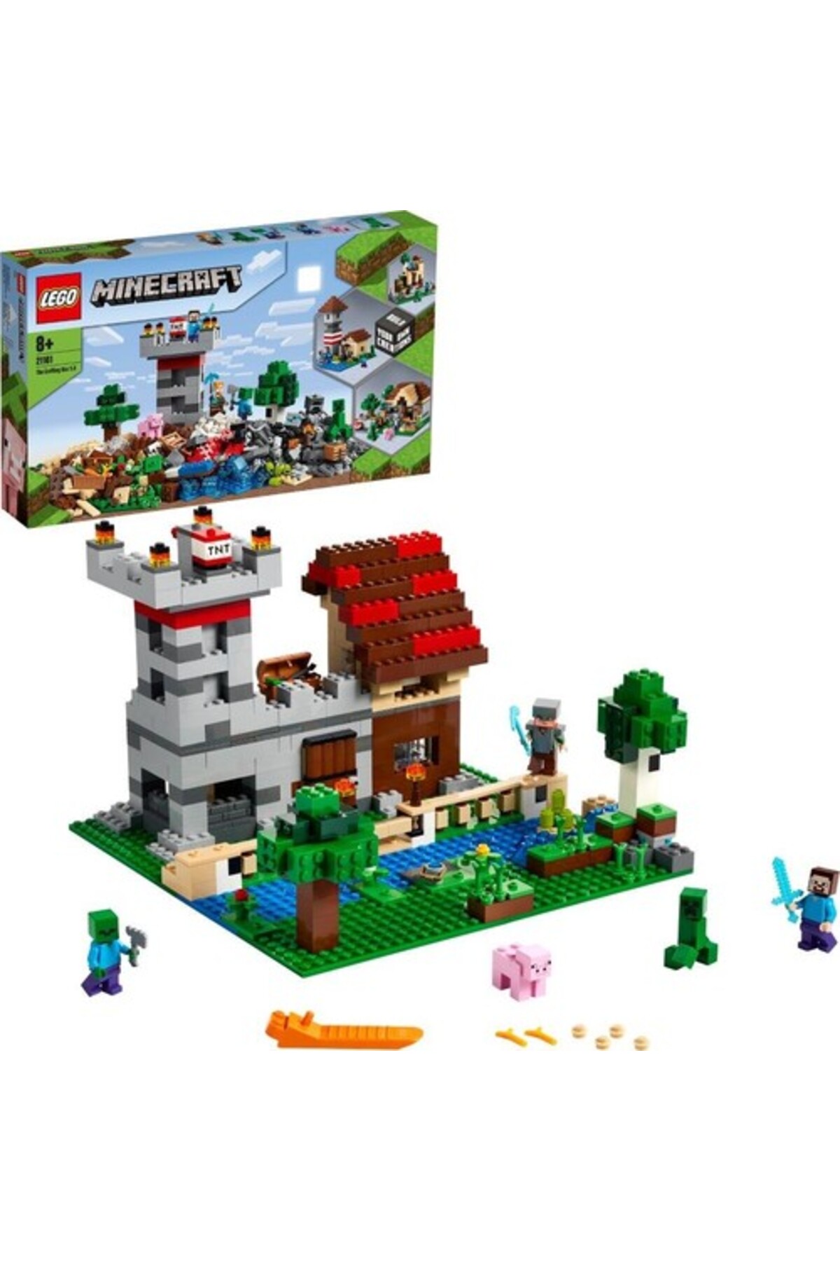 لگو و اسباب بازی های ساخت محور جعبه صنایع دستی MINECRAFT مجموعه قلعه ساختمان مزرعه با ساز اورجینال LEGO