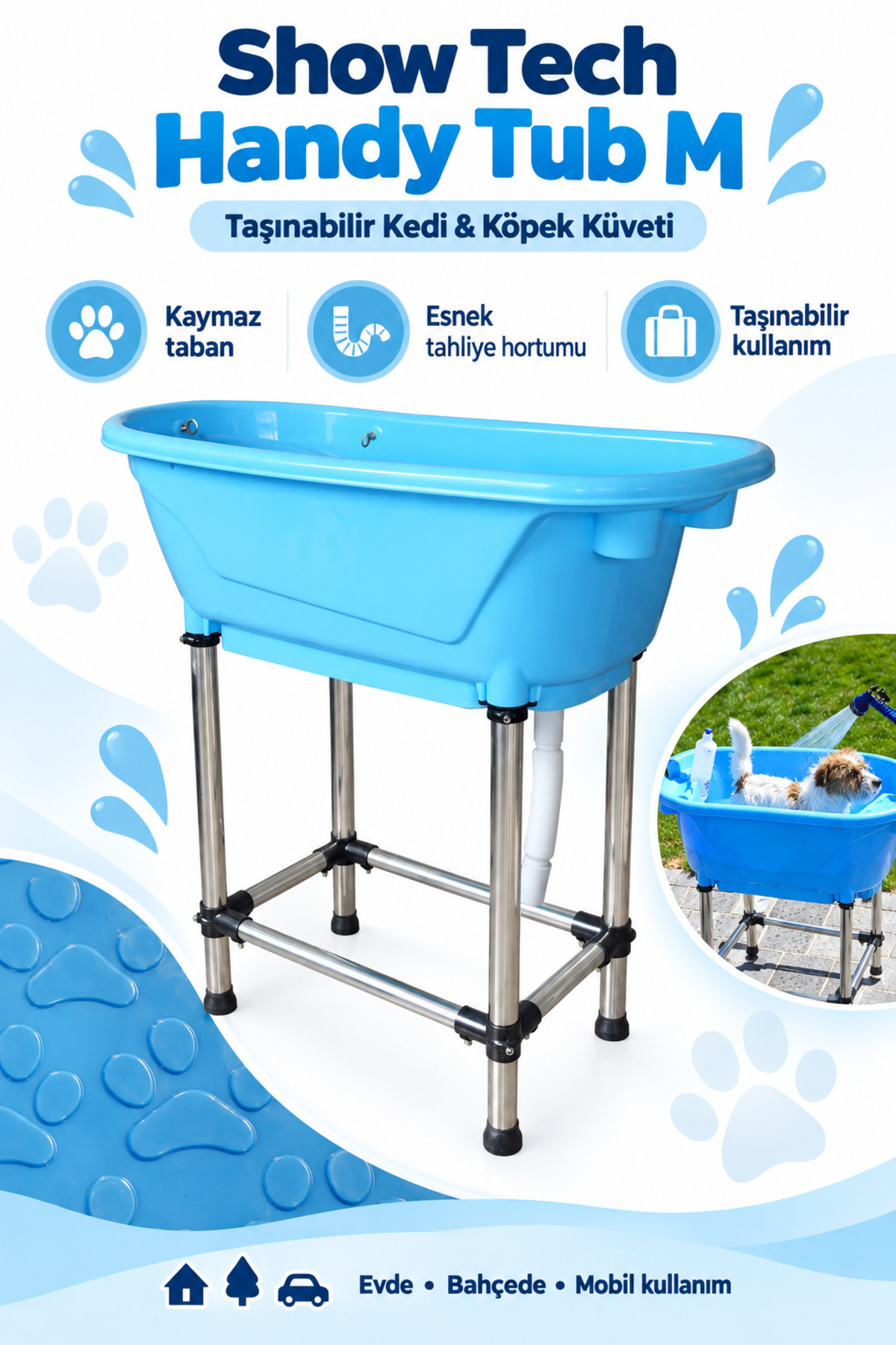 وان قابل‌حمل سگ و گربه شوتک Showtech Handy Tub M، آبی، ۹۶×۵۰×۹۱ سانتی‌متر