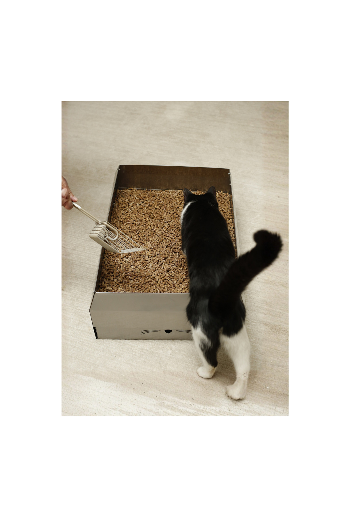توالت گربه مگا برای پلت چوب کاج تری سوییت پتس Three Sweet Pets سفید