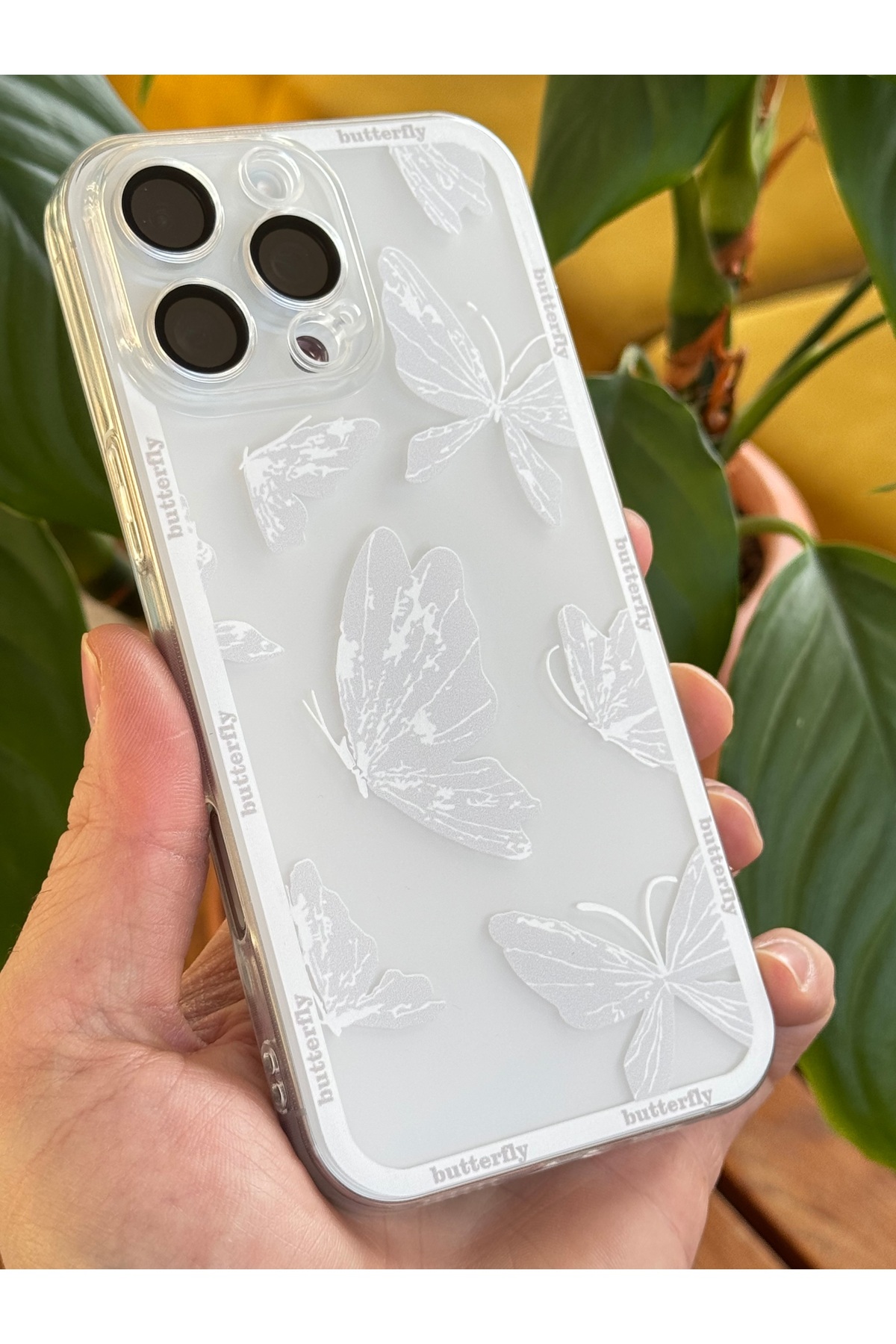 کاور و قاب پوشش محافظ سیلیکونی نرم پروانه ای شفاف با دوربین طرح دار APPLE IPHONE 13 PRO CASE فیبکس Fibaks