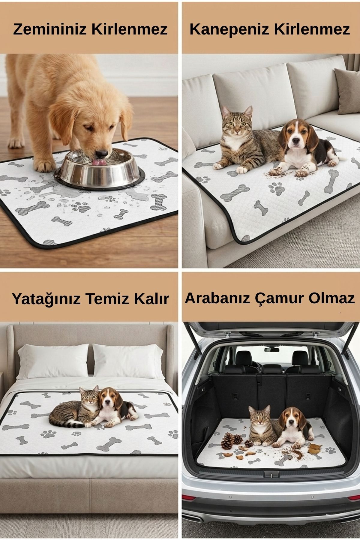 پد ادرار قابل‌شست‌وشوی گربه و سگ ۷۰×۹۰ سانتی‌متر کیریل هوم Kiril Home سفید