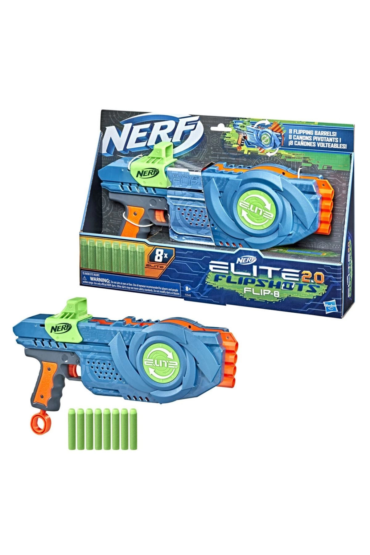 تفنگ های اسباب بازی و آب ELITE 2.0 FLIPSHOTS FLIP8 DART PISTOL F2549 نرف اورجینال Nerf