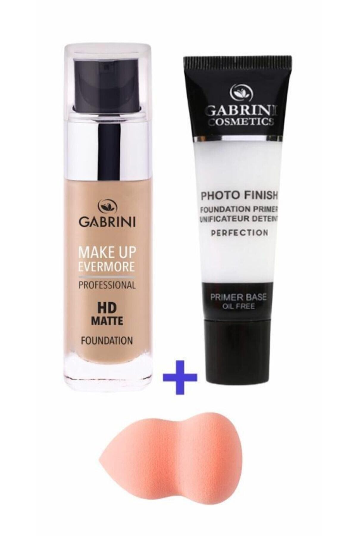 کرم پودر HD MATTE FOUNDATION 01 &amp; PHOTO FINISH PRIMER SUMP Gabrini