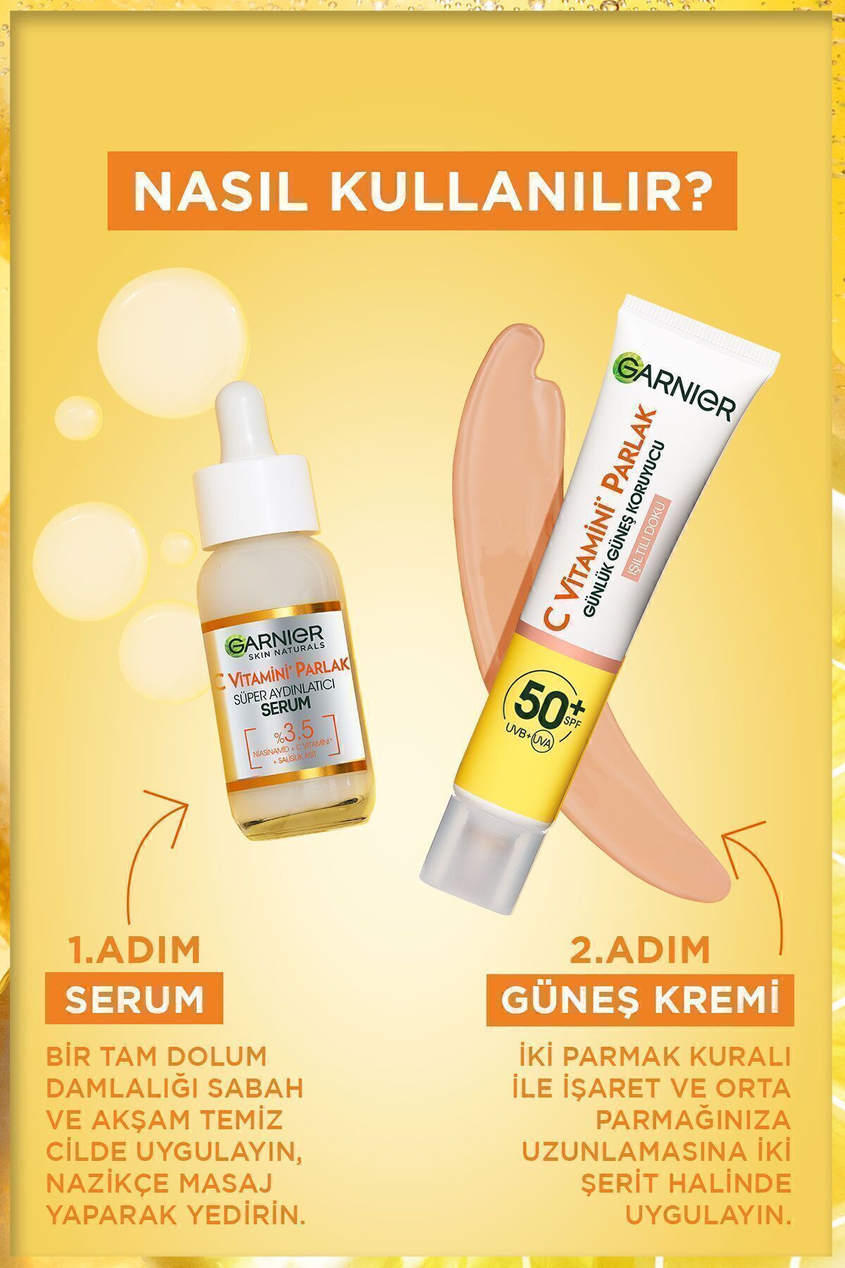 Garnier ضدآفتاب روزانه با ویتامین C* و کرم صورت روشن‌کننده