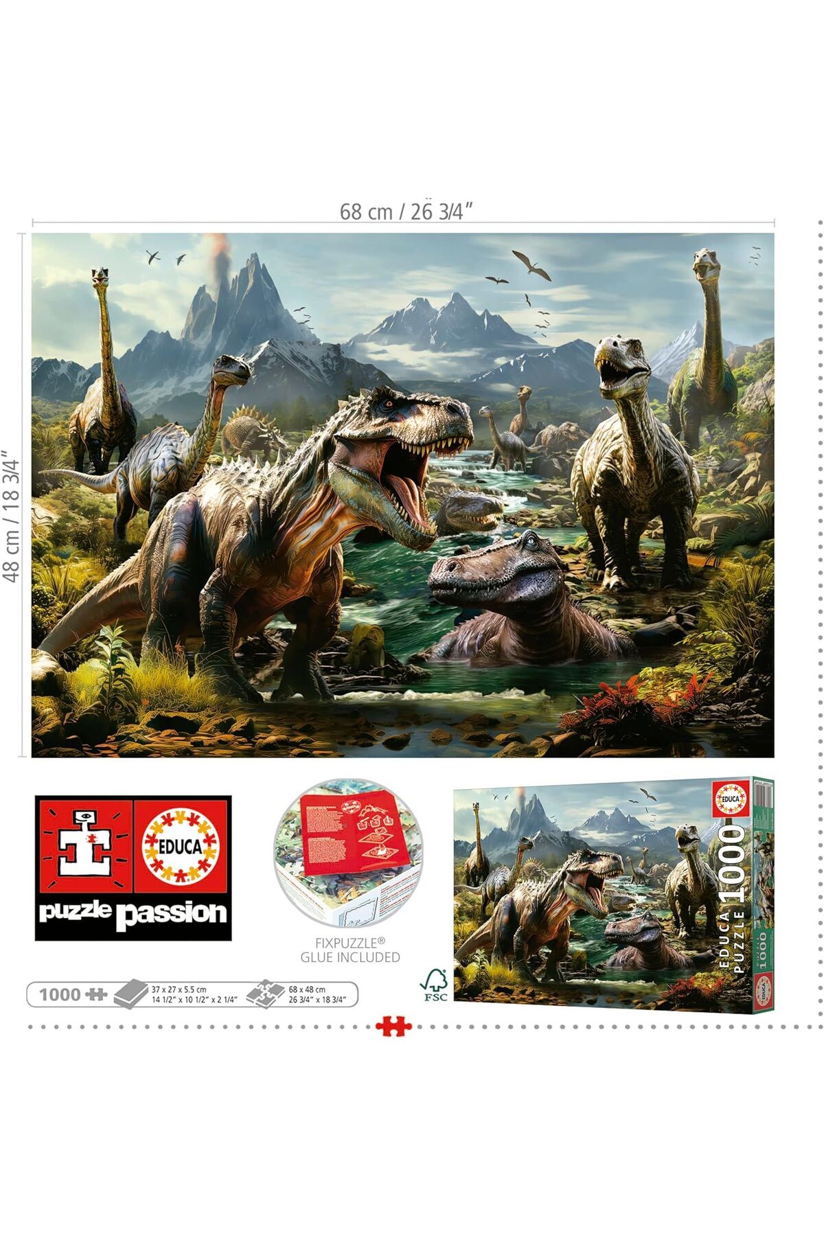 پازل EDUCA 1000 PIECE PUZZLE WILD DINOSAURS 19924 FIERCE از ترکیه Educa Puzzle