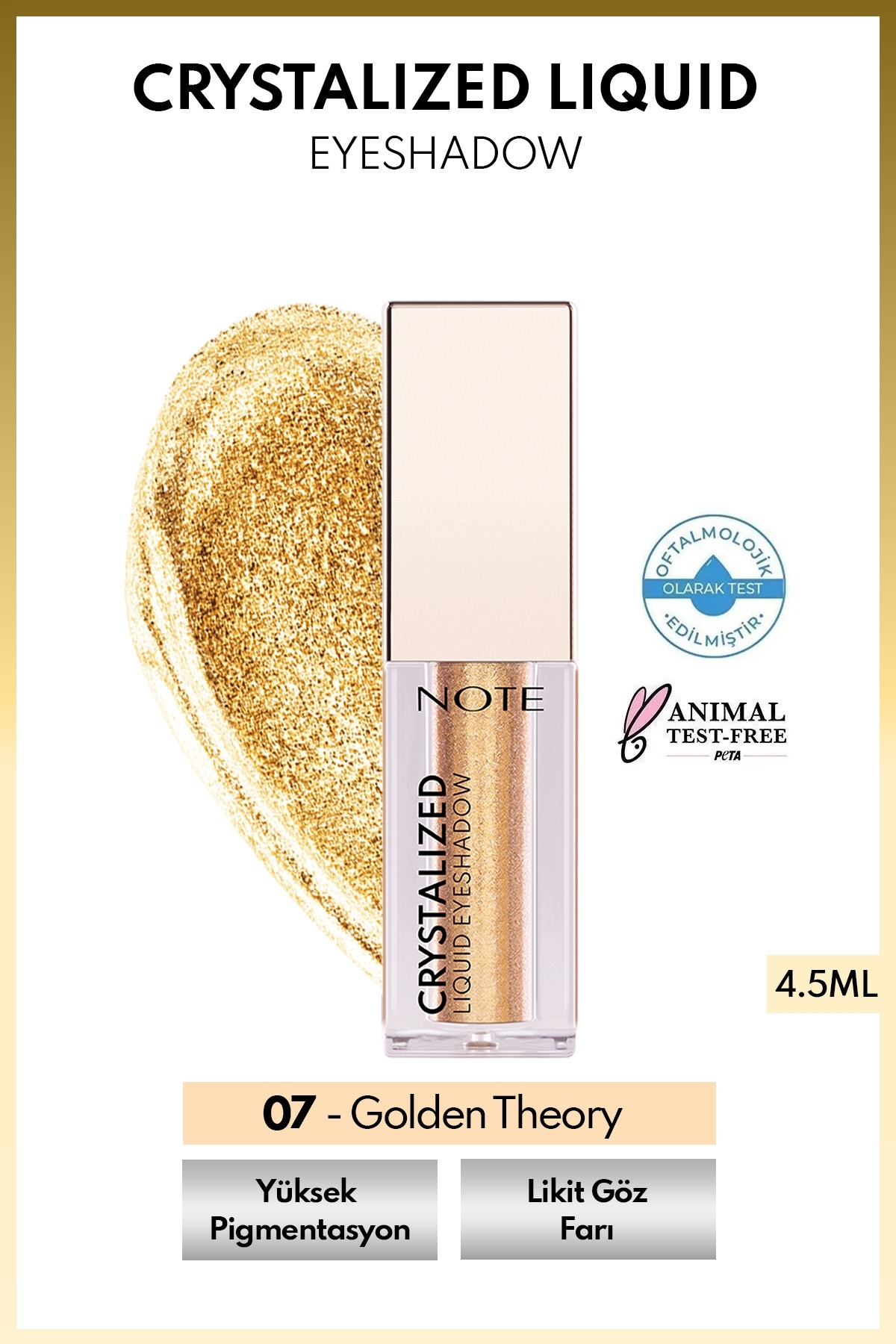 سایه چشم مایع متالیک 07 تئوری طلایی با کیفیت عالی نوت کازمتیکس Note Cosmetics