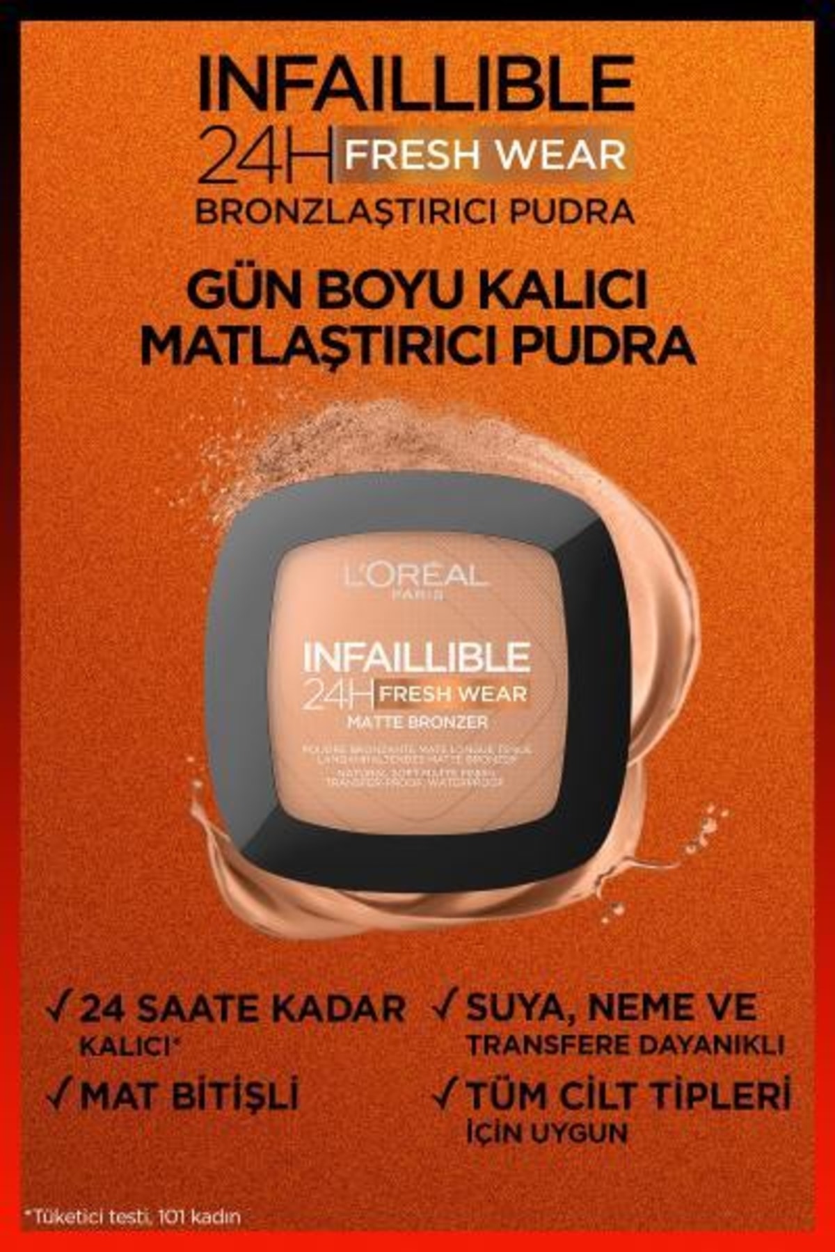 L'Oreal Paris پودر برنزه کننده Infaillible برنزه ای طبیعی و ماندگار 24ساعته شماره 300 رنگ سبک متوسط ​​