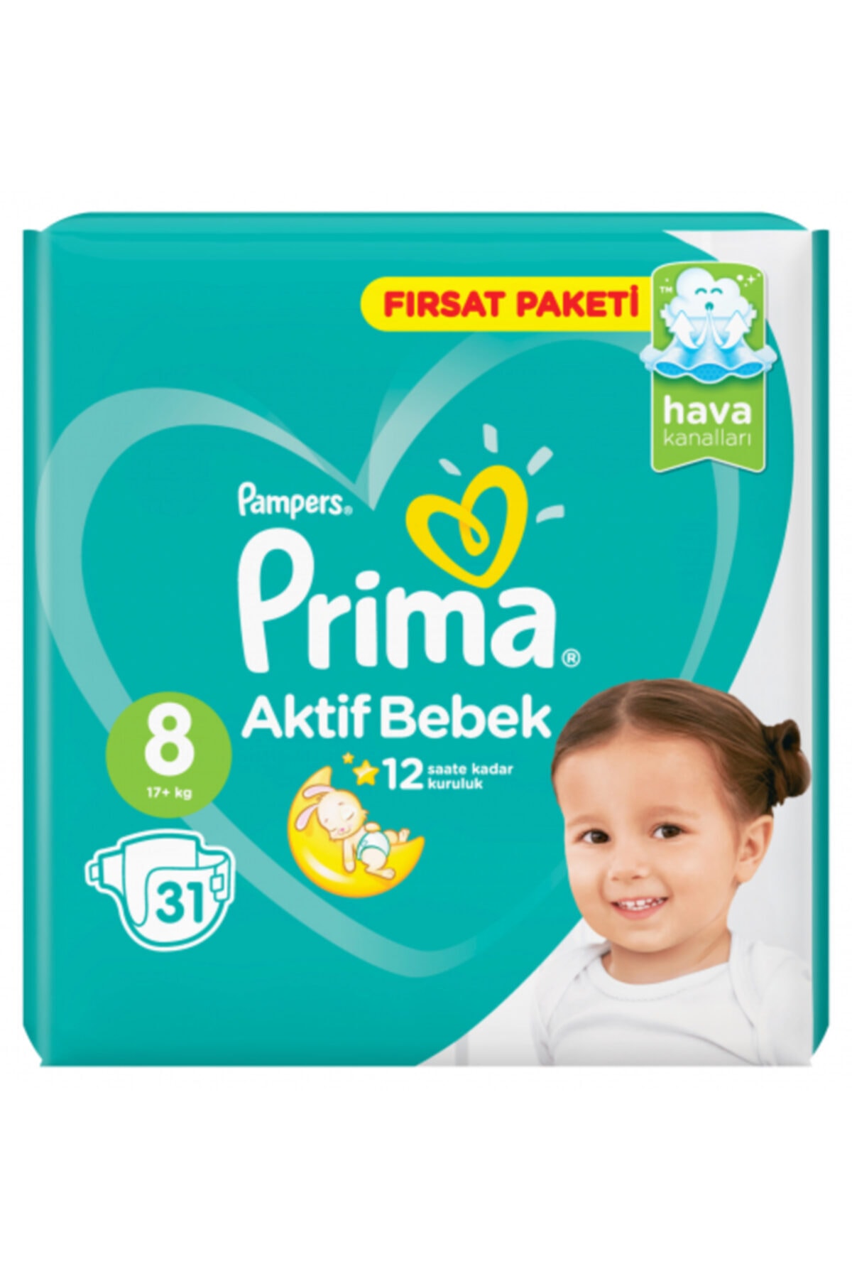 پوشک بچه اکتیو فرصت بسته سایز 8 31 عدد اورجینال Prima