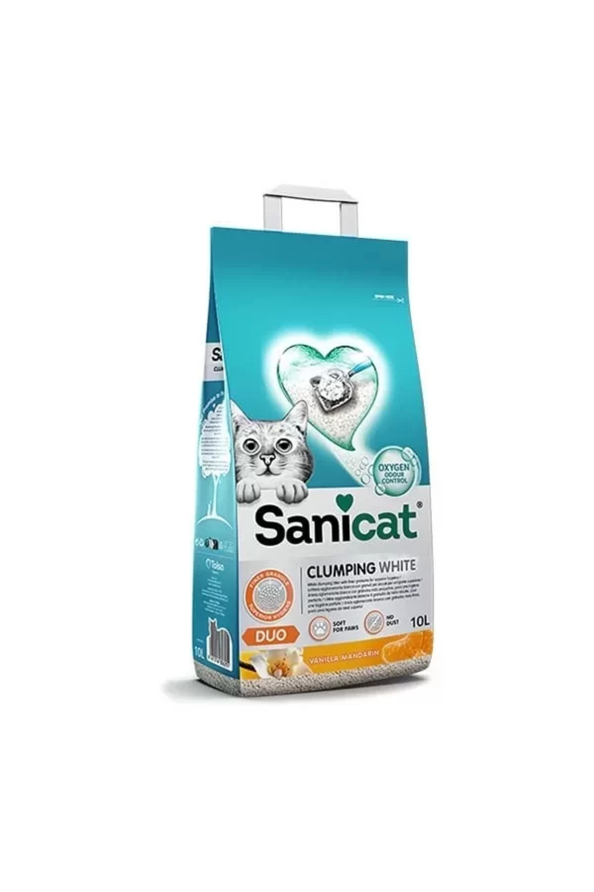 خاک گربه گلوله‌شونده معطر Duo با رایحه وانیل و ماندارین، ۱۰ لیتر، سنیکت Sanicat