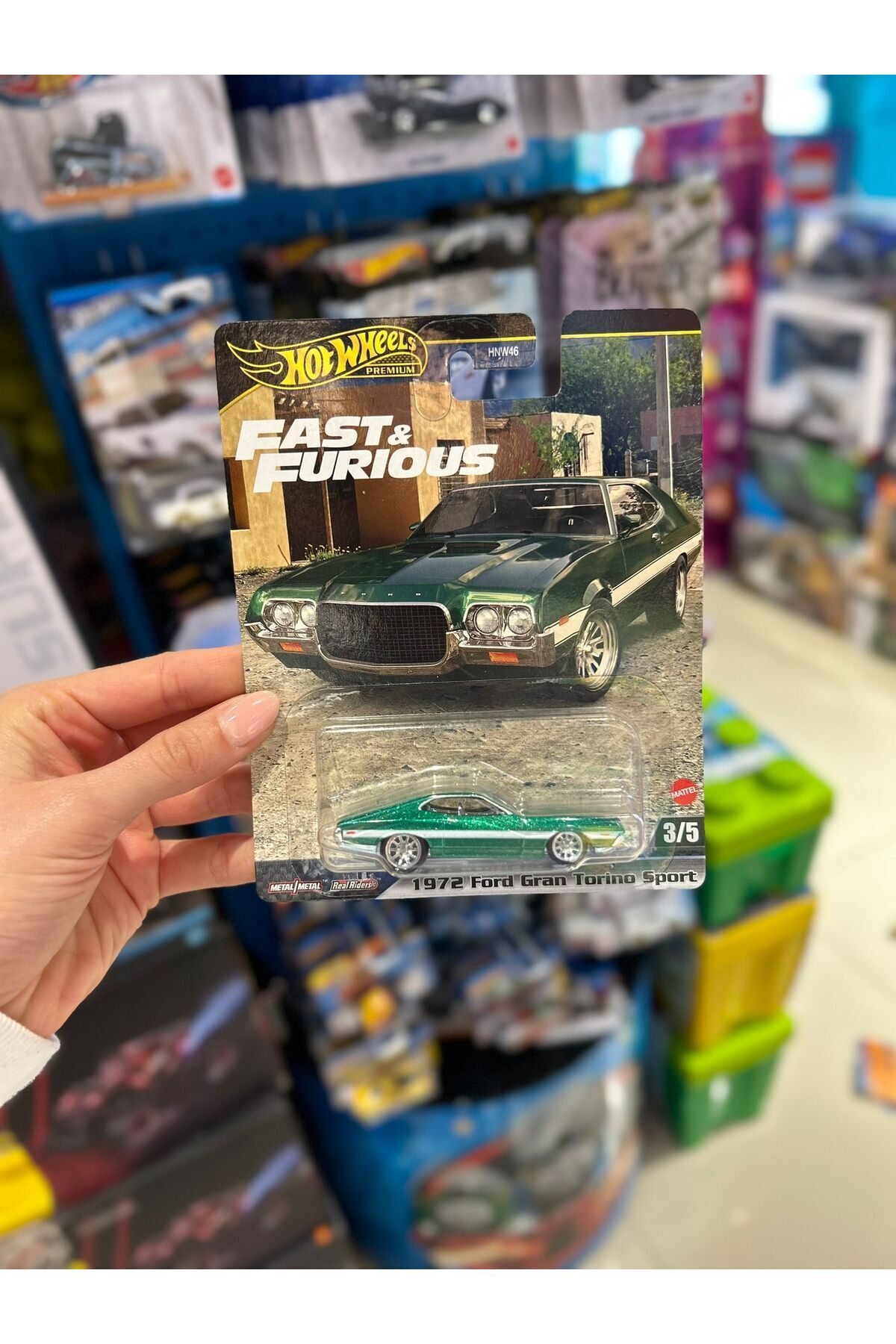 ماشین اسباب بازی FAST & FURIOUS PREMIUM 1972 FORD GRAN TORINO SPORT HNW46 HYP72 هات ویلز اورجینال HOT WHEELS