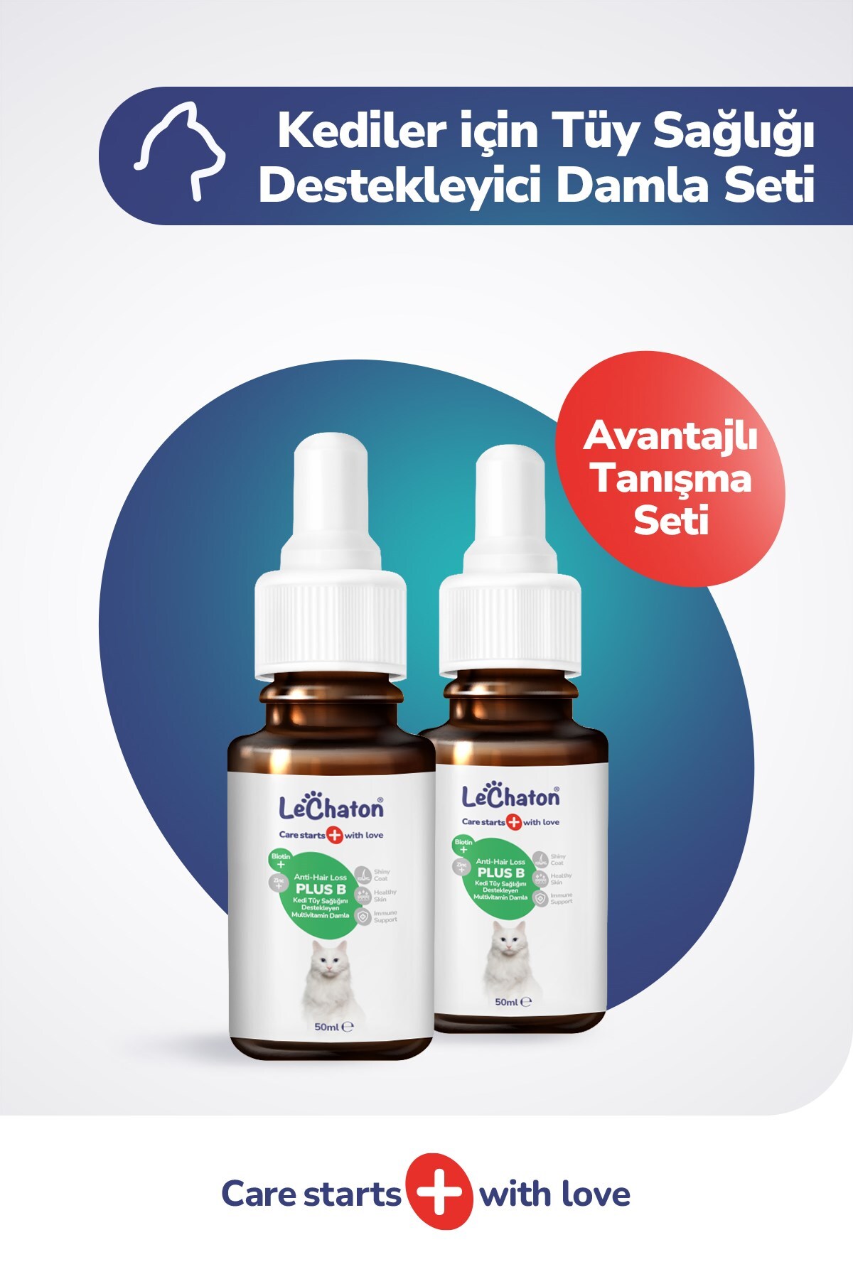 قطره بیوتین و مولتی‌ویتامین گربه لی‌چاتون LeChaton Pet Care