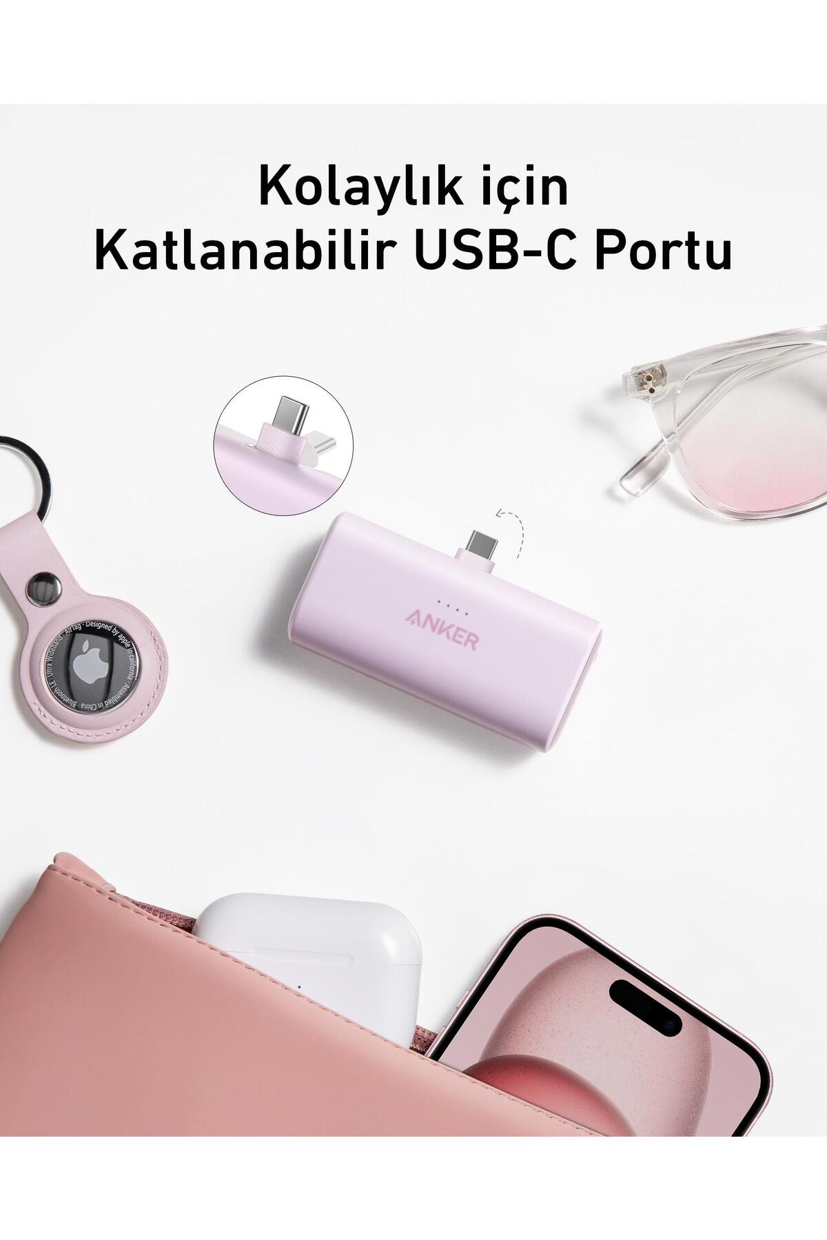 پاوربانک نانو 5000 MH 22.5W USB C BLUE A1653 اورجینال Anker