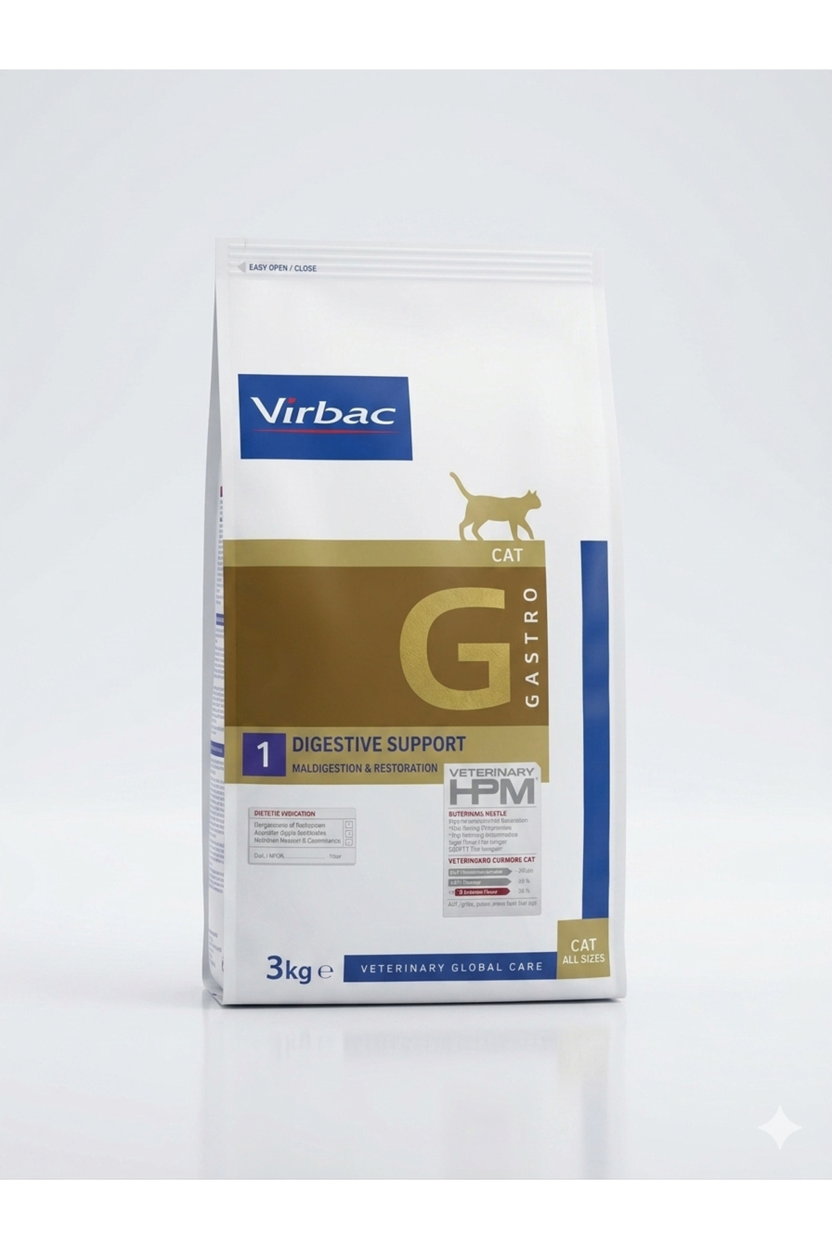 غذای خشک گربه ویر‌باک Virbac Veterinary HPM Gastro G1، کم‌غله، ۳ کیلوگرم