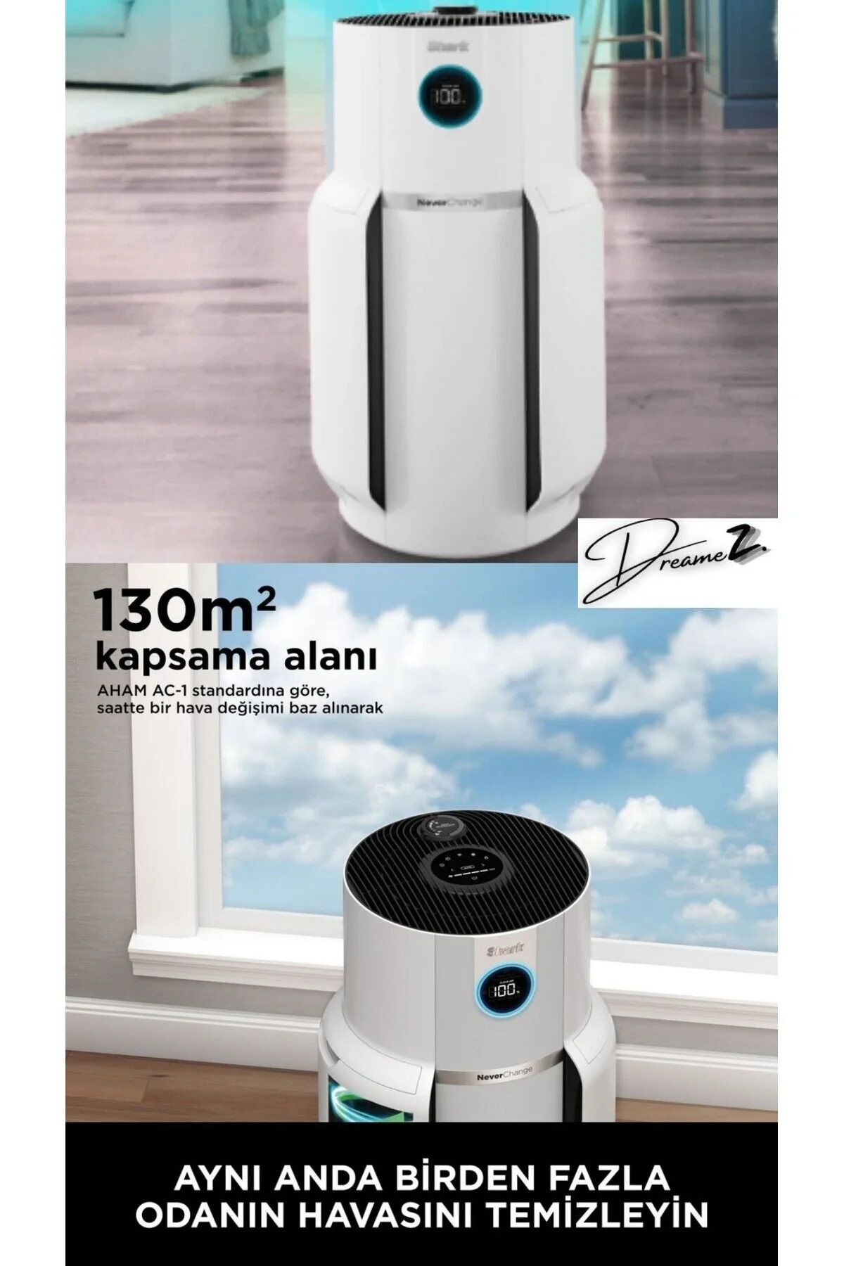 تصفیه کننده هوا درمز CLEANEST NEVERCHANGE5 CLEAN SENSE IQ MAX پاک آلرژی + ویروس فیلتر هپا اورجینال Shark