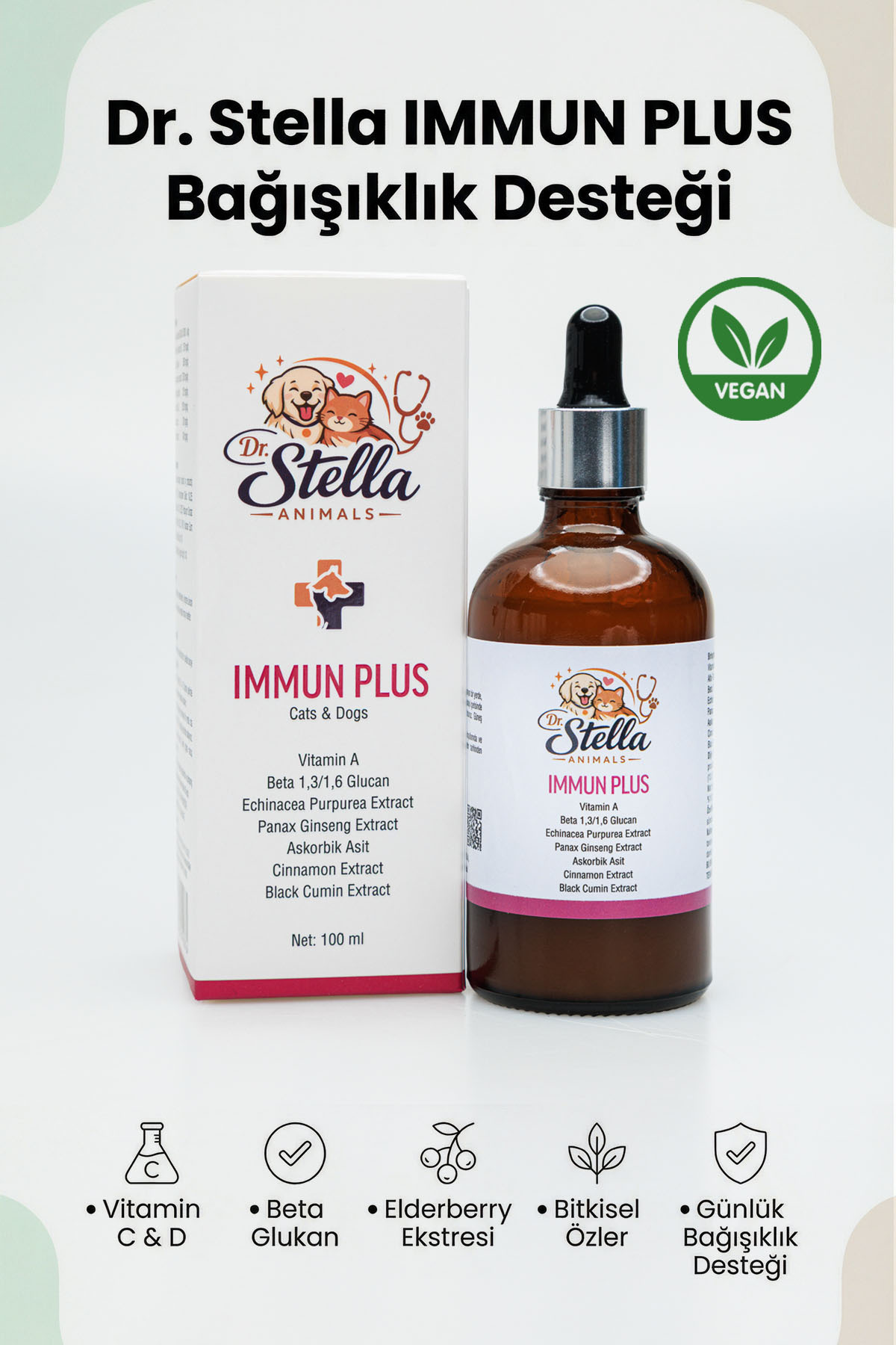قطره Immun Plus دکتر استلا انیمالز Dr. Stella Animals، ۵۰ میلی‌لیتر