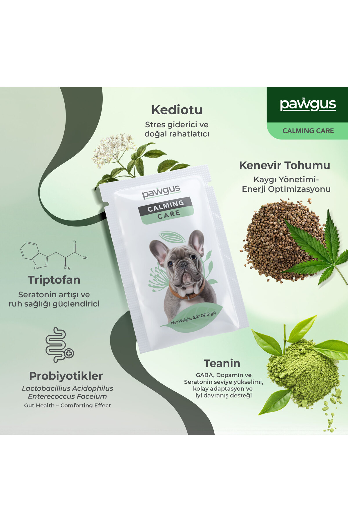 مکمل غذایی سگ پاوگوس Pawgus، مدیریت استرس و آرام‌سازی، ۳۰ × ۲ گرم
