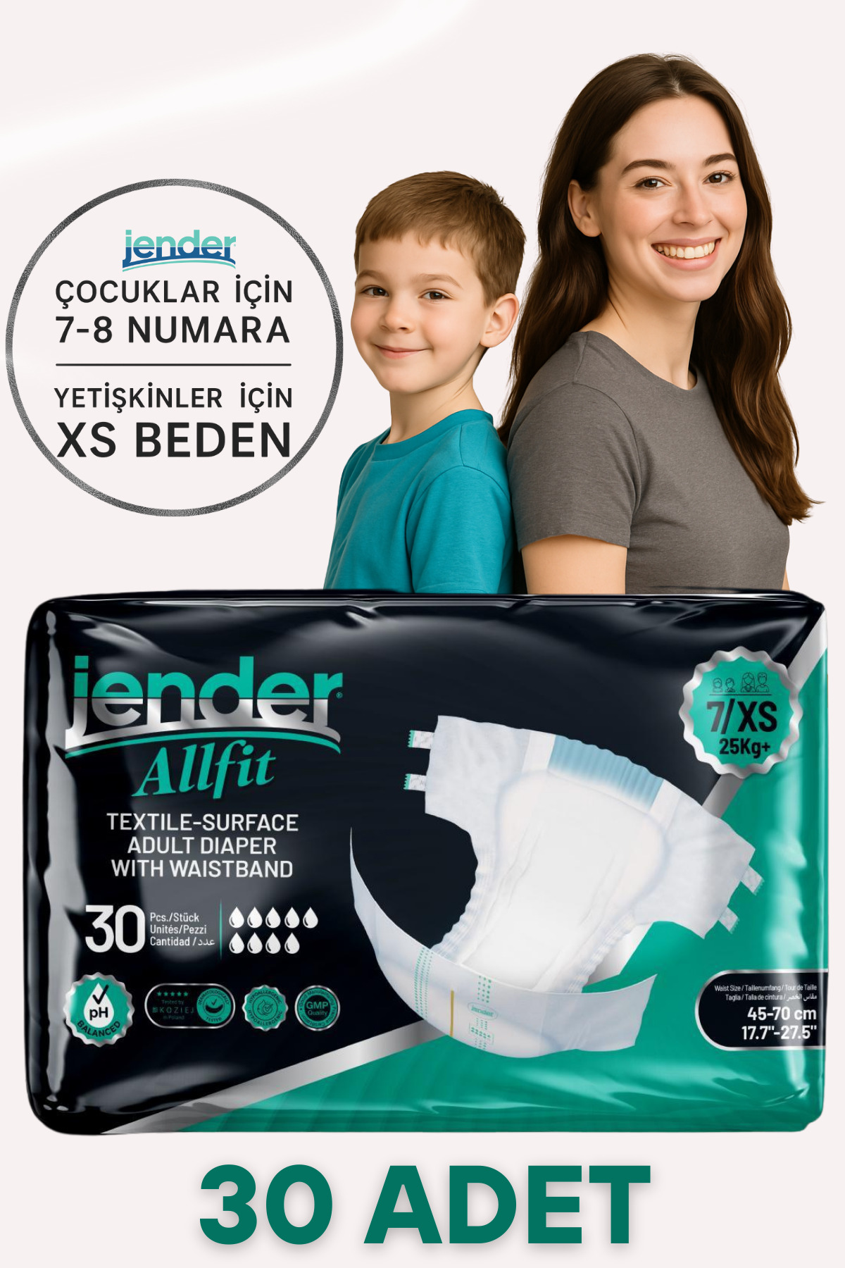 پوشک بچه ALL FIT XS با کمربند 25+ کیلوگرم سایز ویژه 30 اورجینال JENDER