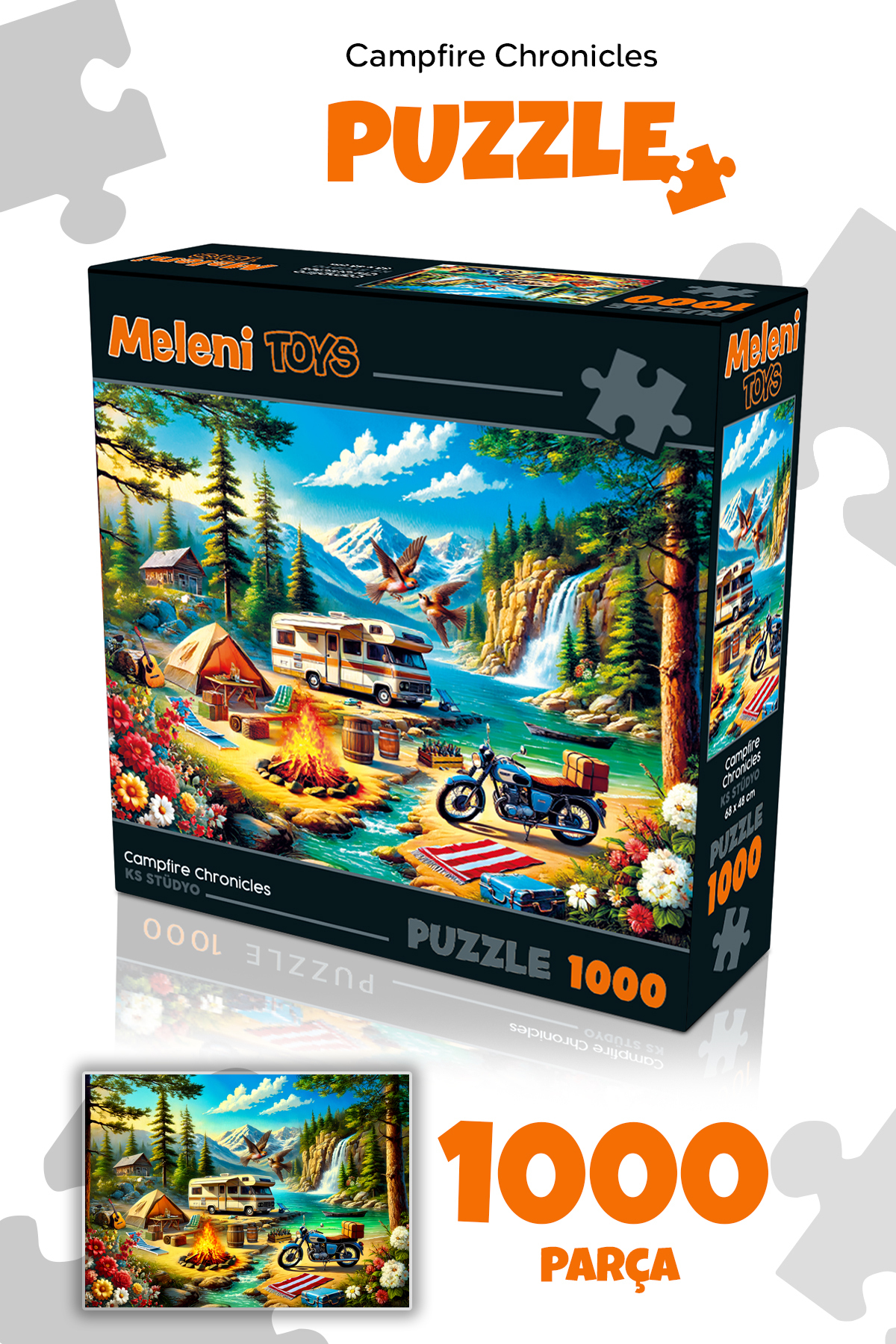 پازل 1000 تکه کمپ آتش کرونیکلز CAMPFIRE FOREST NATURE VIEW 68X48 سانتی متر از ترکیه Meleni Toys
