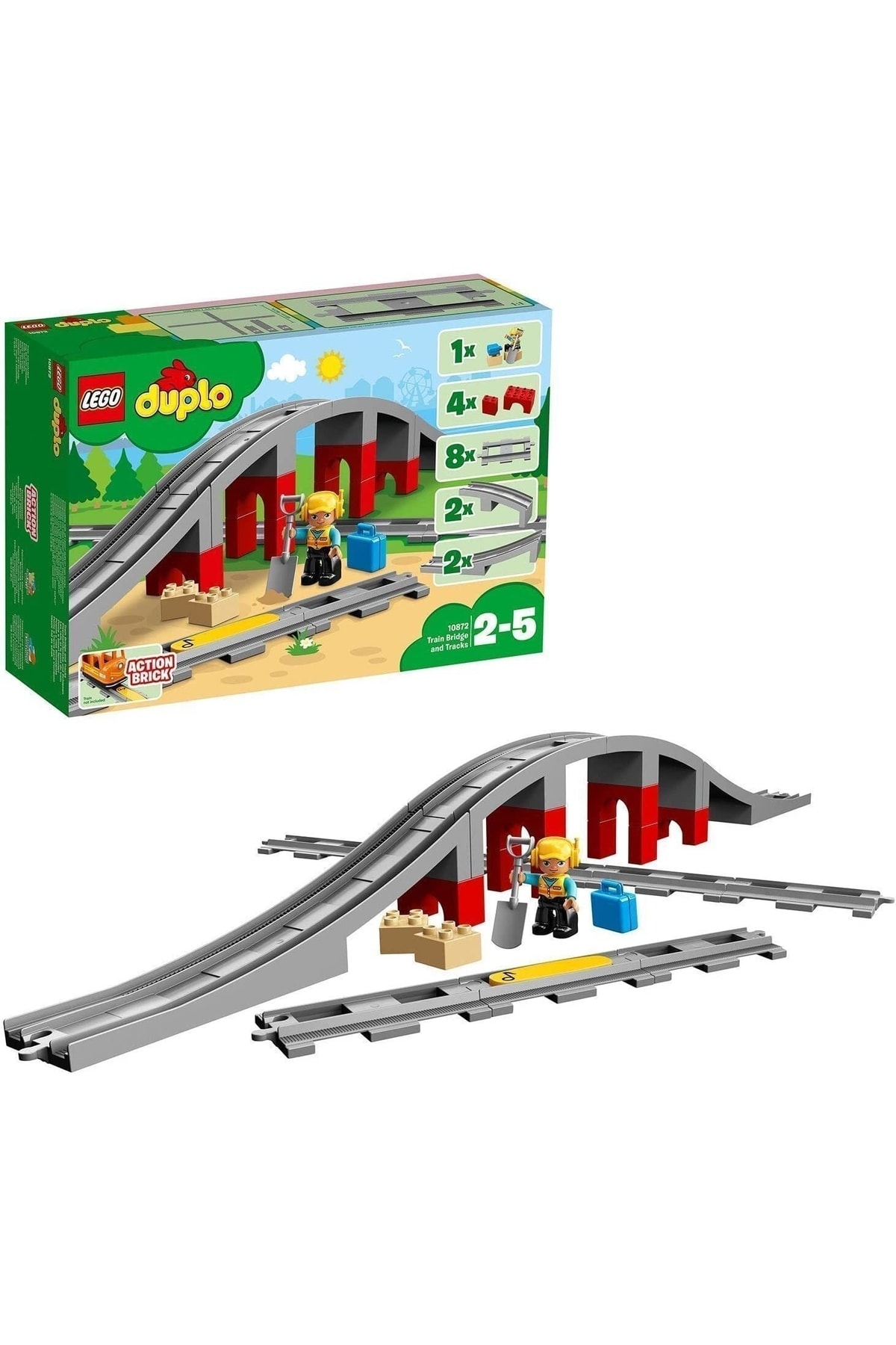 لگو و اسباب بازی های ساخت محور DUPLO TRAIN BRIDGE AND RAILS 10872 ست ساختمان برای کودکان 26 قطعه اورجینال LEGO