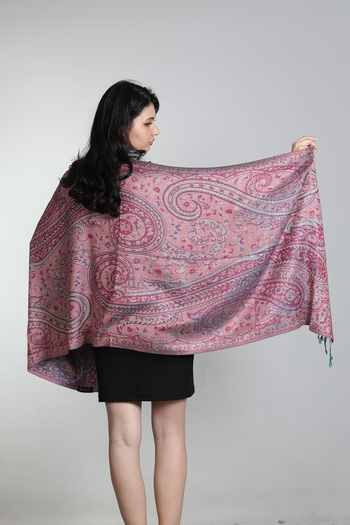 شال ابریشم ۱۰۰٪ دورو میستیک Mystic مدل MS-408، بنفش چندرنگ زنانه