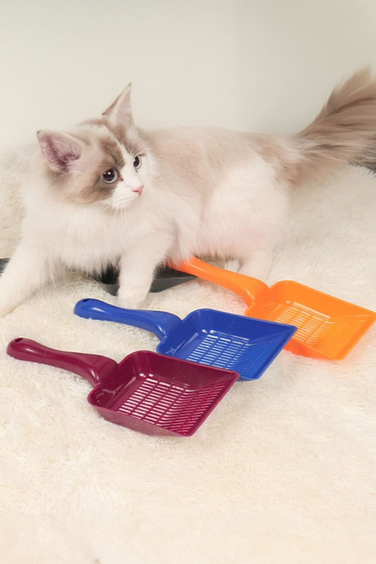 بیلچه پلاستیکی الک‌دار خاک گربه گوبی‌پت GOBYPET، سرمه‌ای