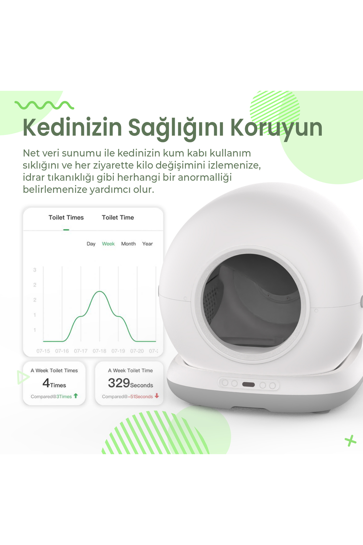 توالت هوشمند خودکار گربه هاوستیر Haustier CB002، دوربین‌دار، خاکستری، با محفظه ۷۲ لیتری و مخزن زباله ۷ لیتری
