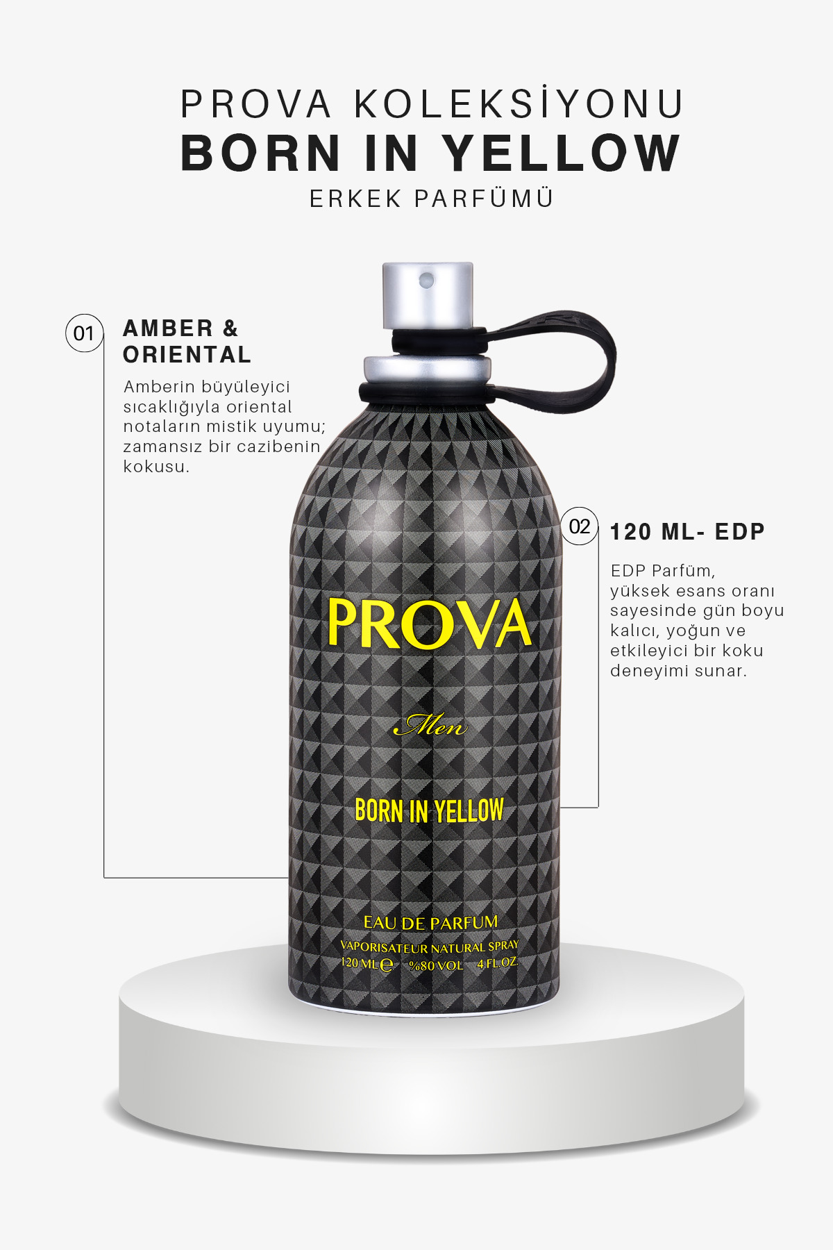 Prova عطر مردانه Born In Yellow ادوپرفیوم Amber Oriental 120 ml