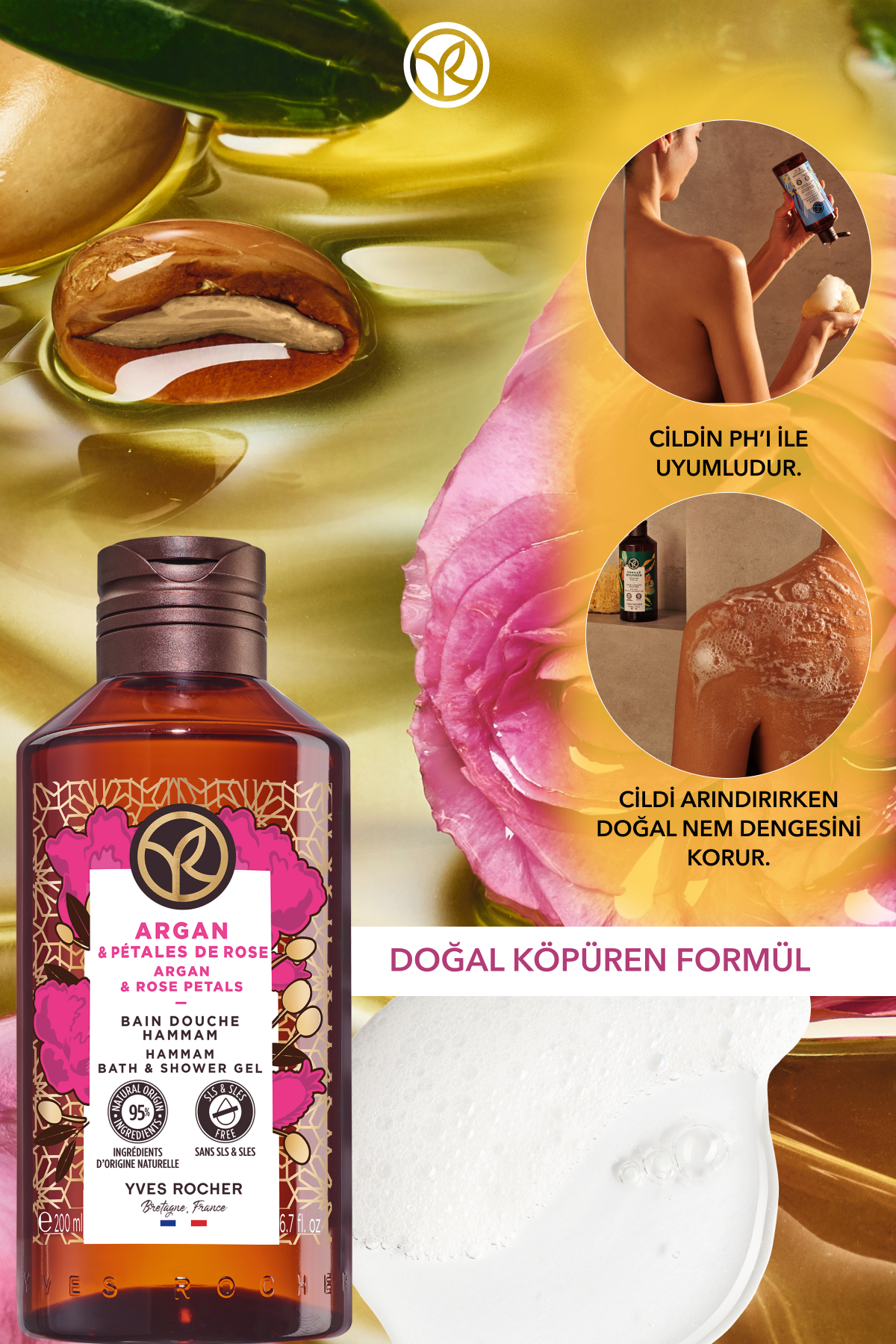 ژل دوش مردانه و زنانه مرطوب کننده ARGAN شرقی 200ML 99220 Yves Rocher