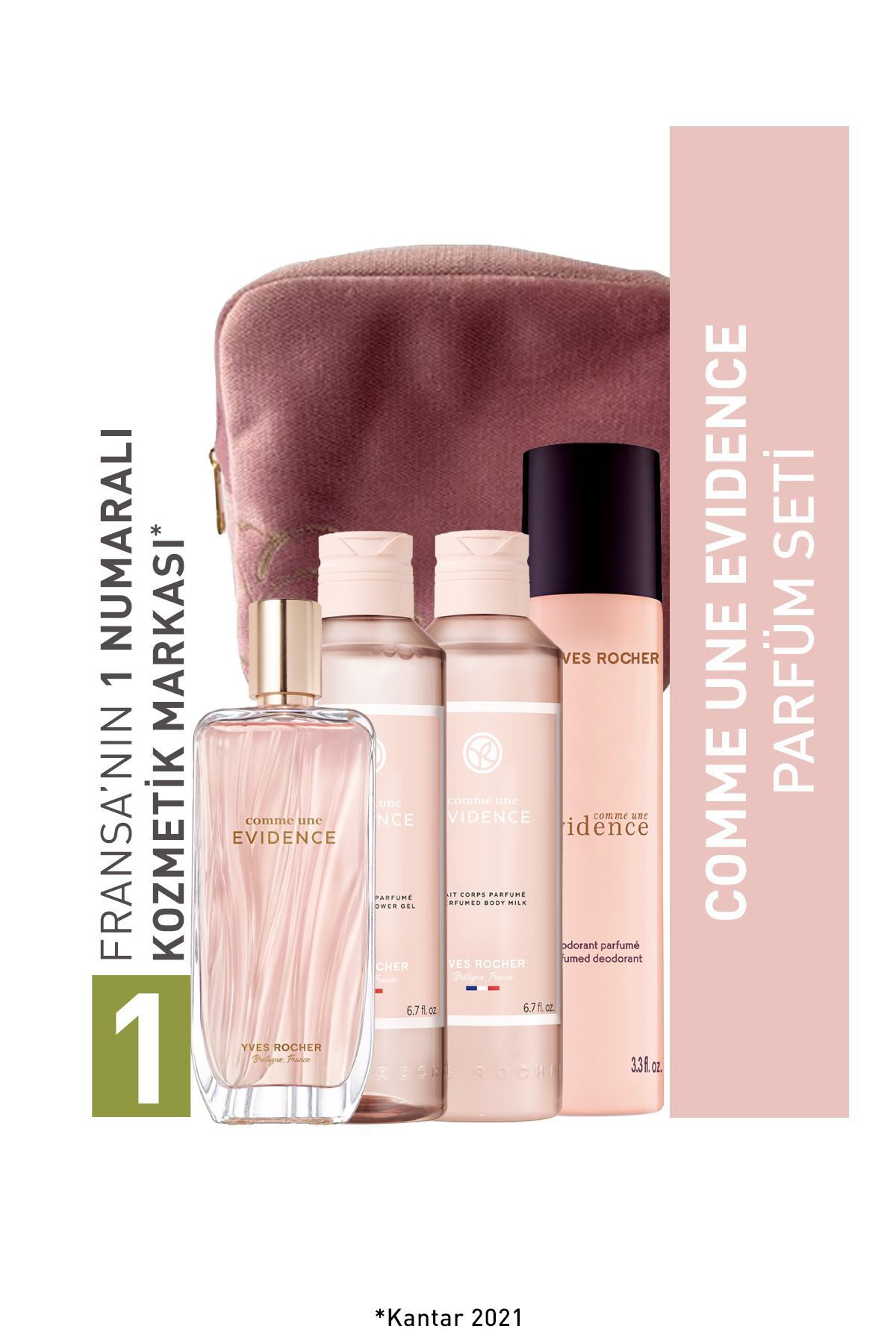 ست عطر زنانه COMME UNE EVINCE بزرگ با کیف VOLKANT مجموعه بدنه دئودورانت 19916721 Yves Rocher
