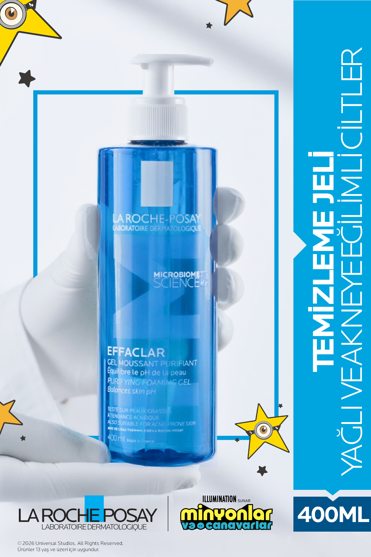 La Roche Posay ژل تمیزکننده چربی‌زا و ضد آکنه افاکلار، حجم ۴۰۰ میلی‌لیتر