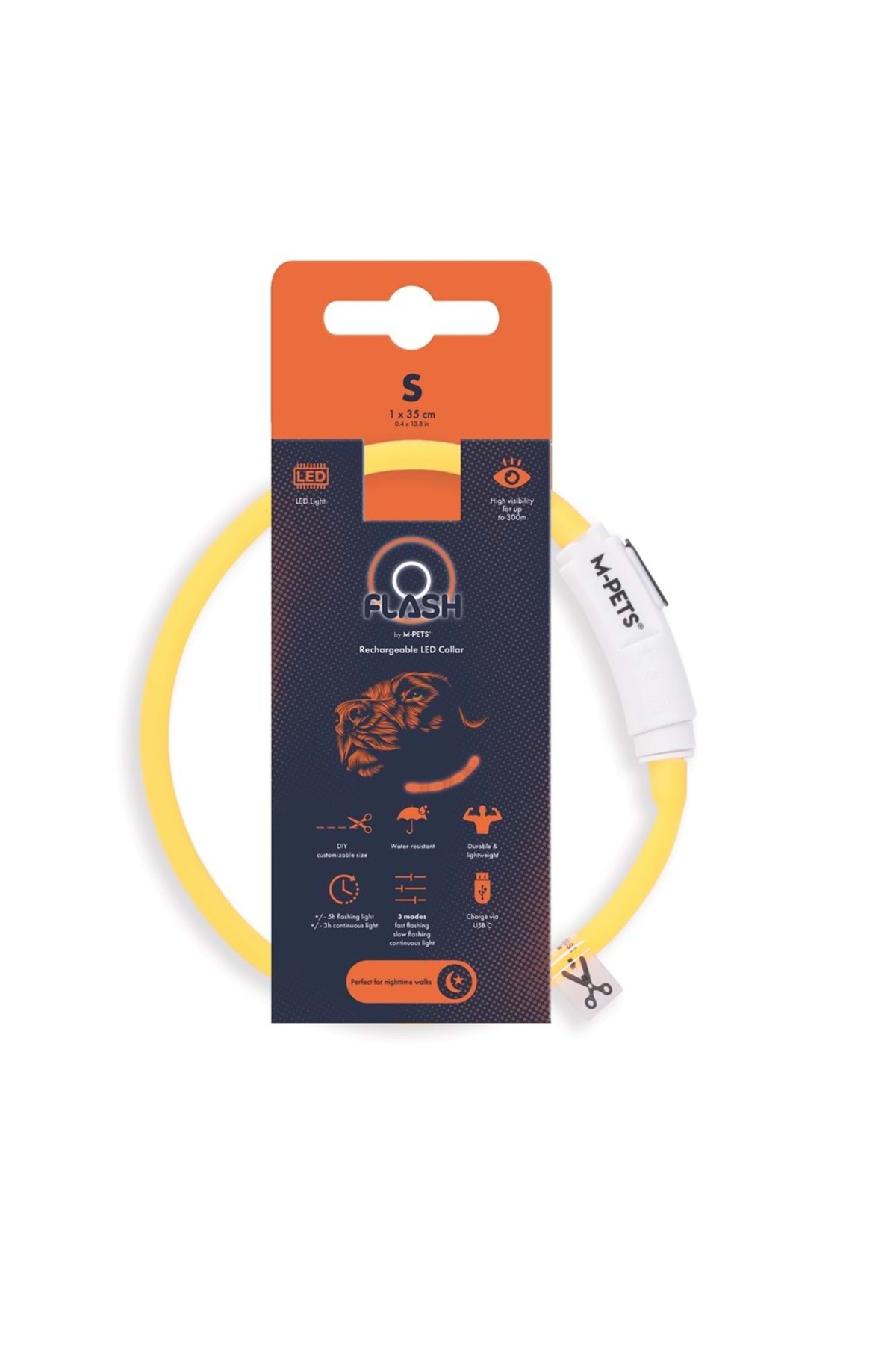قلاده LED سگ Flash ام‌پتس M-PETS، نارنجی