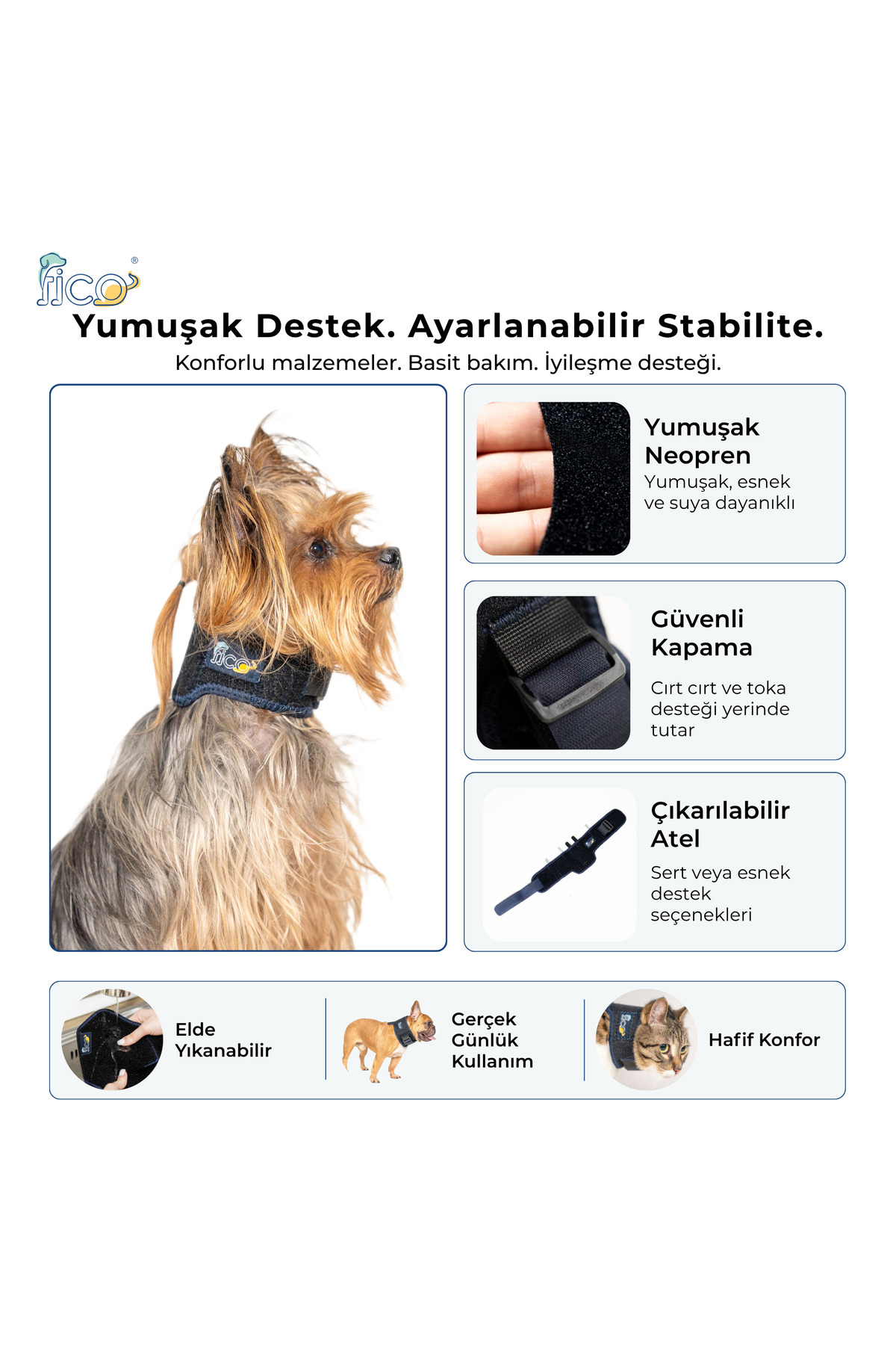 ارتز و گردنبند محافظ گردن سگ فیکو پتس Fico Pets سرمه‌ای