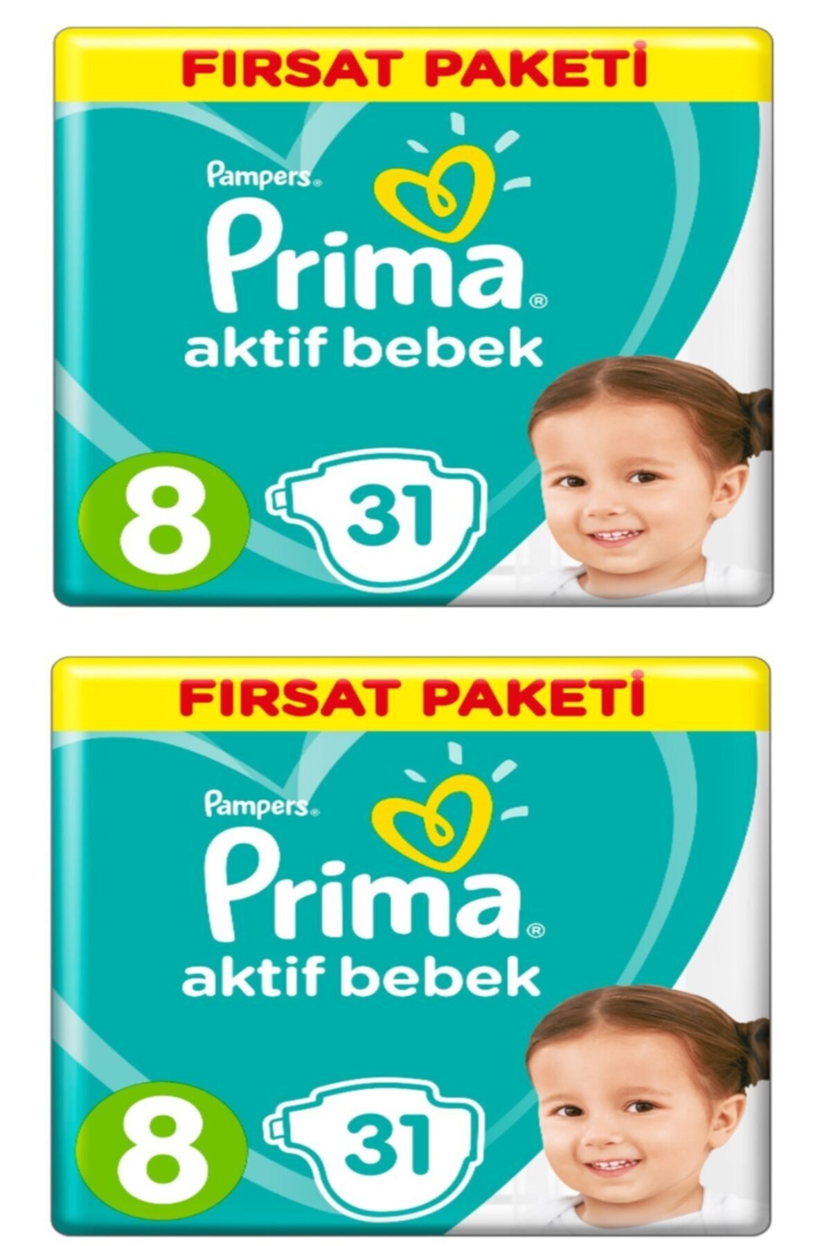 پوشک بچه یونیسکس ACTIVE BABY SIZE 8 31 PIECES OPPORTUNITY PACK 2 62 اورجینال Prima