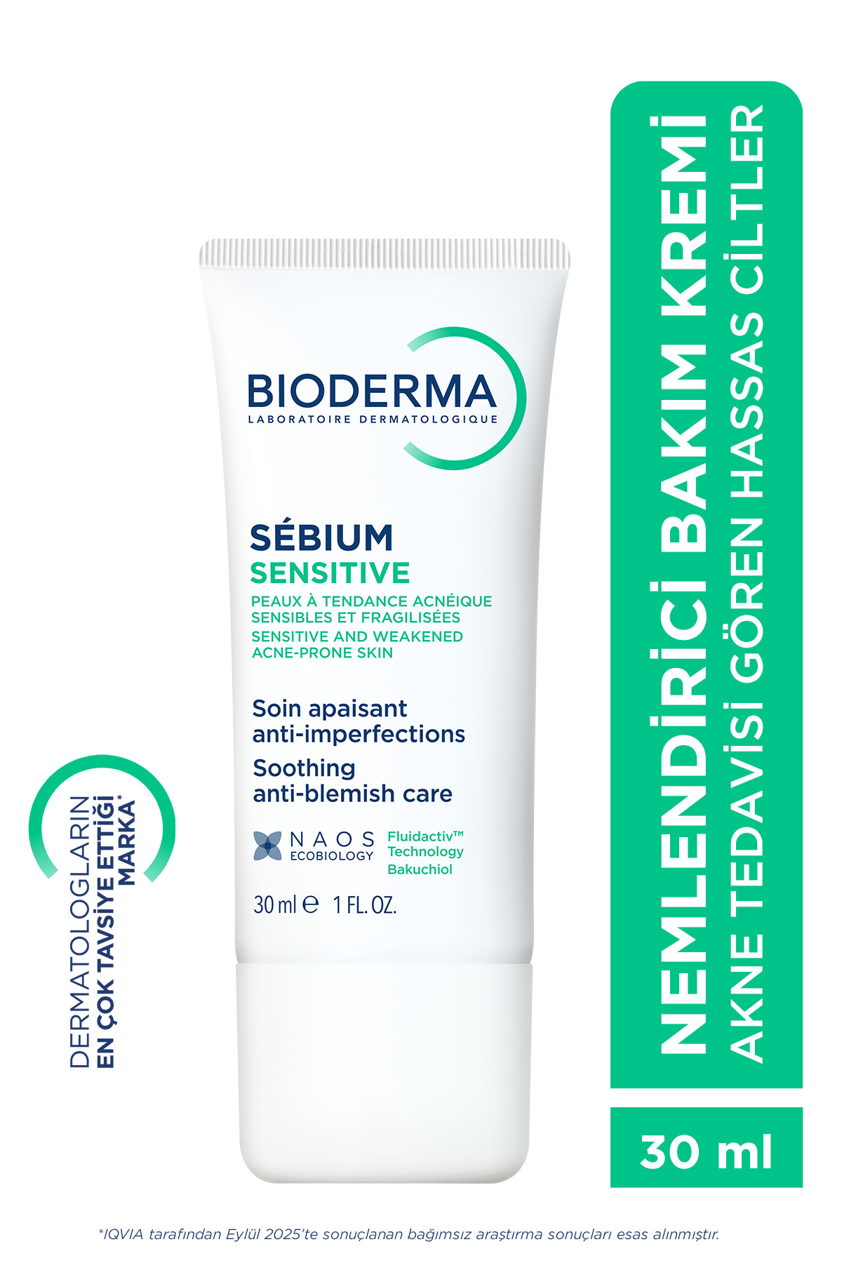 کرم مرطوب کننده و ضد آکنه مدل Sensitive با حجم 30 میل بایودرما Bioderma