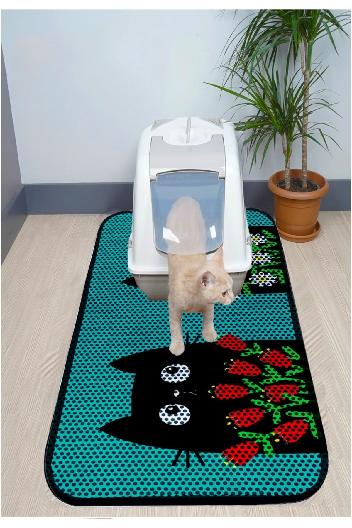 پاد جمع‌آوری خاک گربه الک‌دار طرح‌دار ۶۰×۱۲۰ سانتی‌متر سیسمو پت SİSMO PET سبز