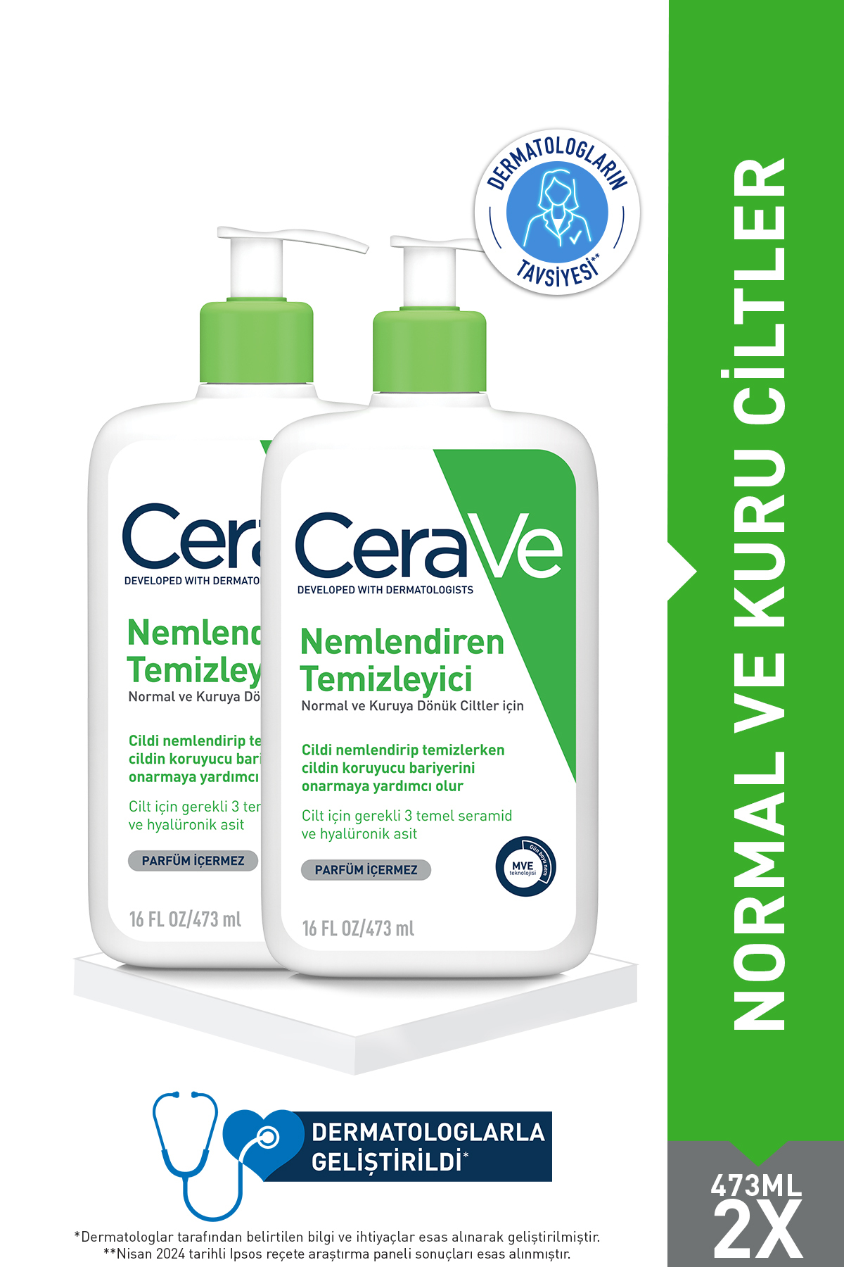 CeraVe تمیزکننده مرطوب کننده برای پوست خشک 473 میلی لیتر x2