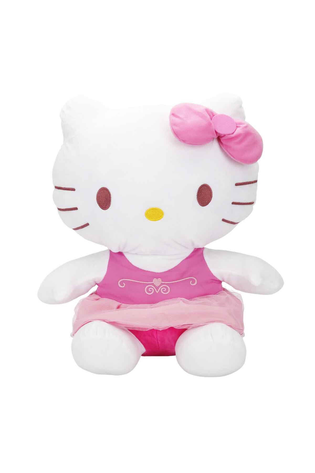 اسباب بازی های پشمی لباس صورتی هلو کیتی مدل PLUSH OT180201 B با روبان 50 سانتی متری Sunman