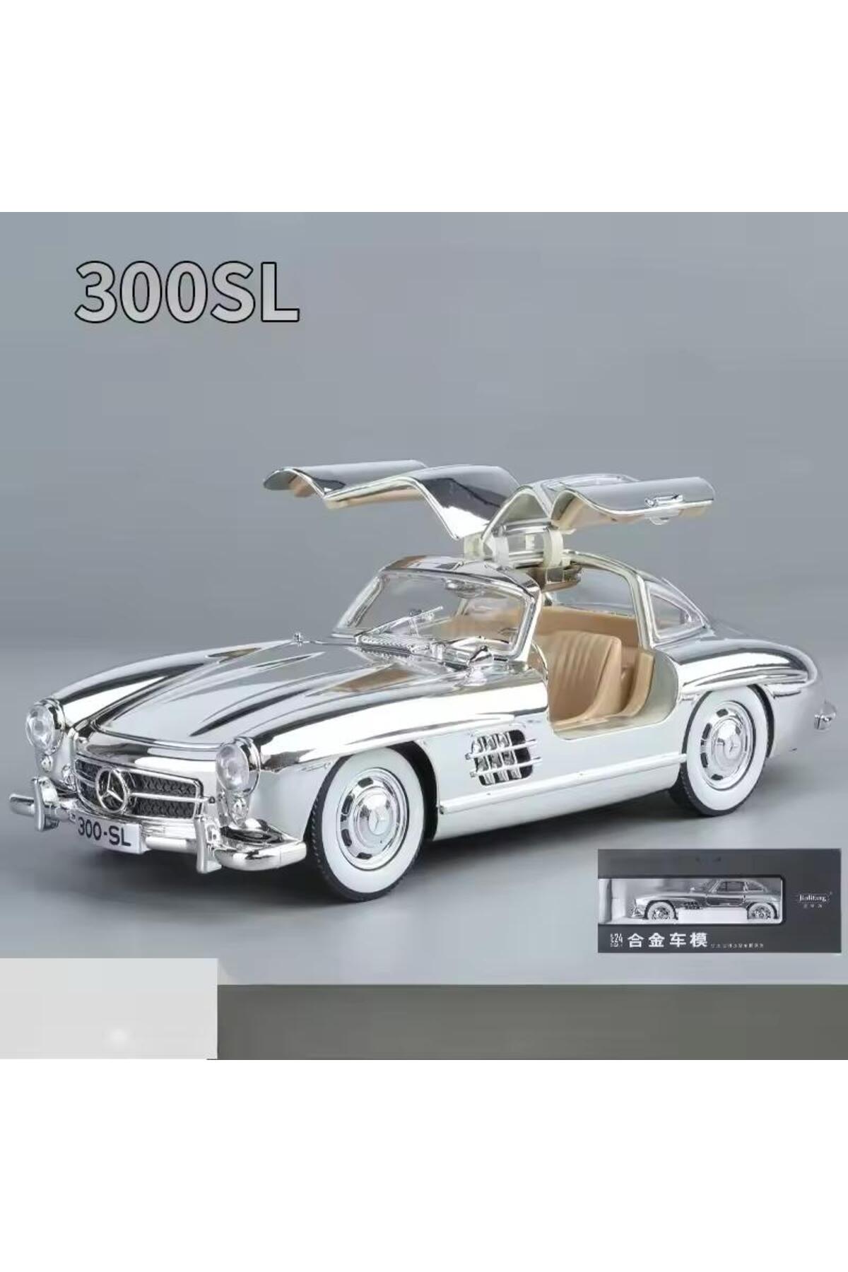 مدل خودرو MERCEDES BENZ 300 SL مشکی 1954 MODEL کلاسیک CAR 1 24 SCALE 300SL GREY GLOSSY اورجینال scntoys