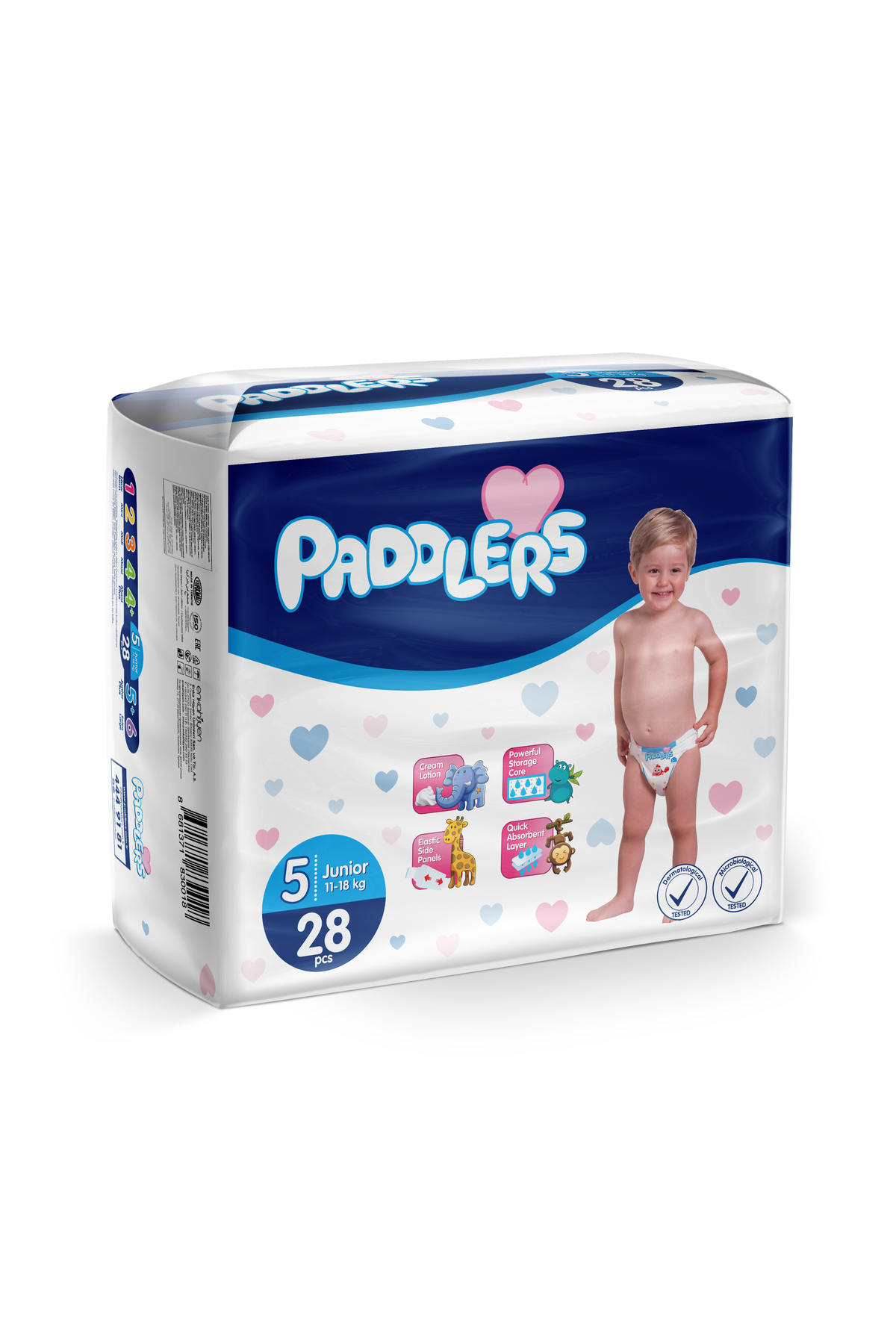 پوشک بچه سایز 5 جونیور 112 عددی 11 18 کیلوگرم بسته ماهیانه اورجینال Paddlers