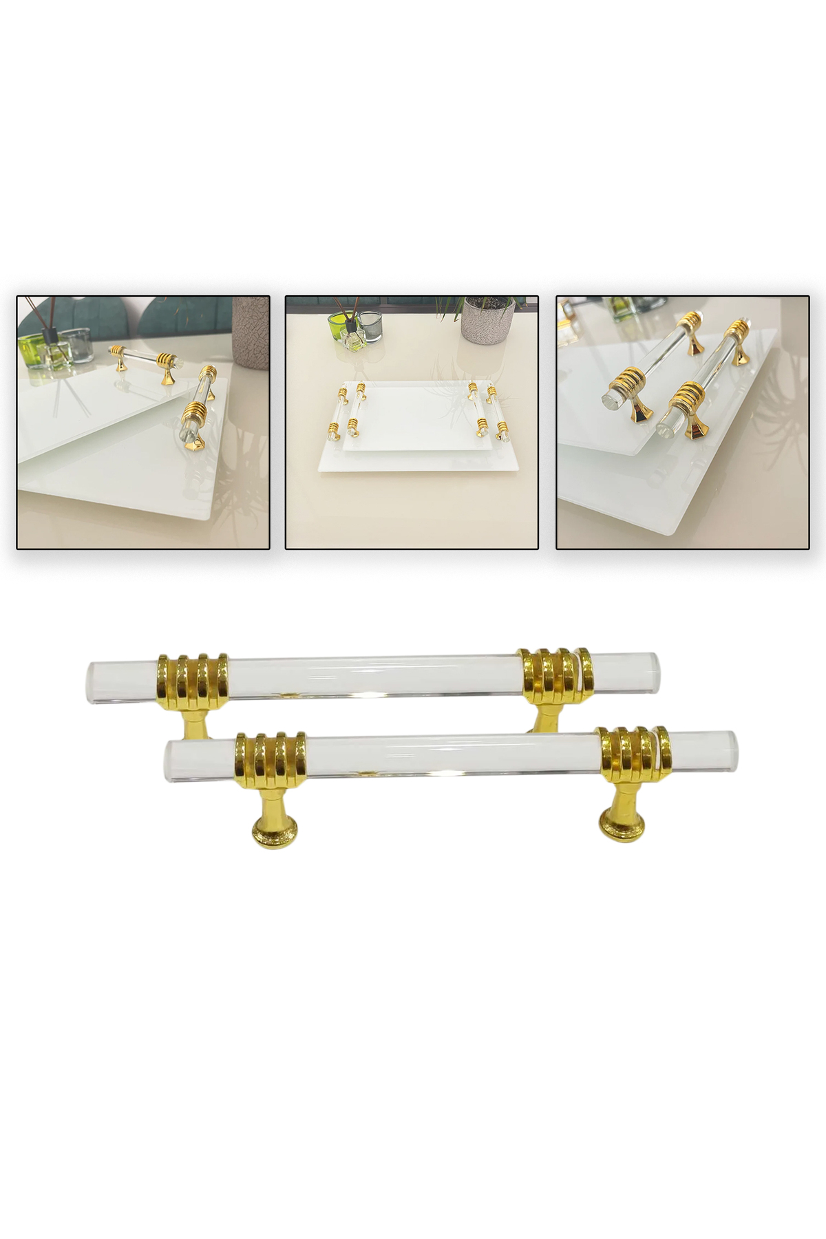 فیگور دسته سینی اپوکسی شیشه ای 2 عدد طلایی از ترکیه Eminonutoptanci