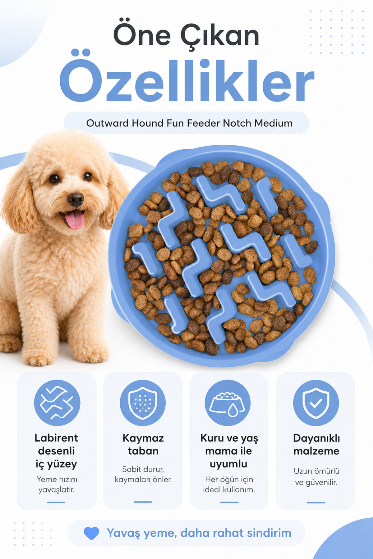 ظرف غذای آهسته‌خور سگ اوت‌وارد هاوند Outward Hound Fun Feeder Notch، مدل PG1866، متوسط، آبی