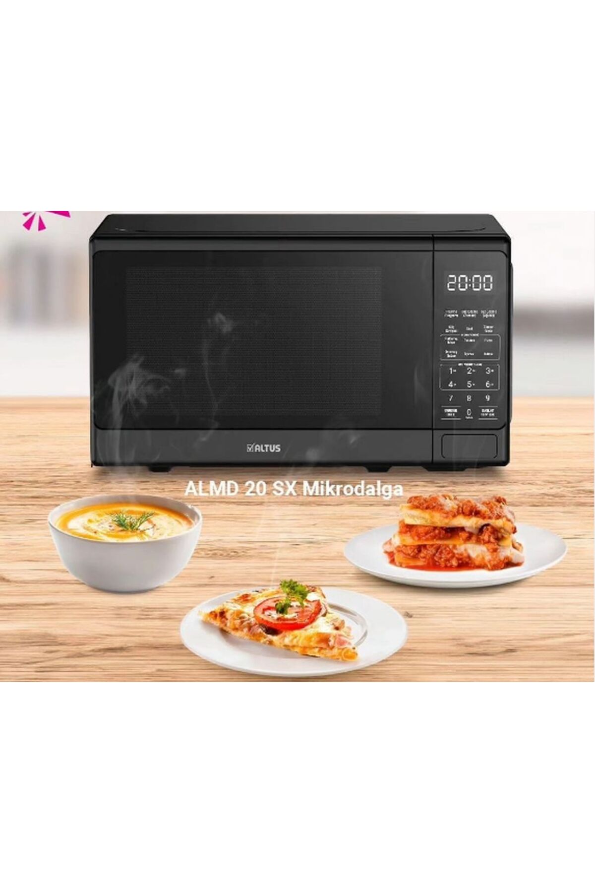 مایکروویو مدرن ALMD 20 SX مشکی OVEN رسمی توزیع کننده با گارانتی 2001 W+ SOLO DIGITAL 2 Y اورجینال Altus