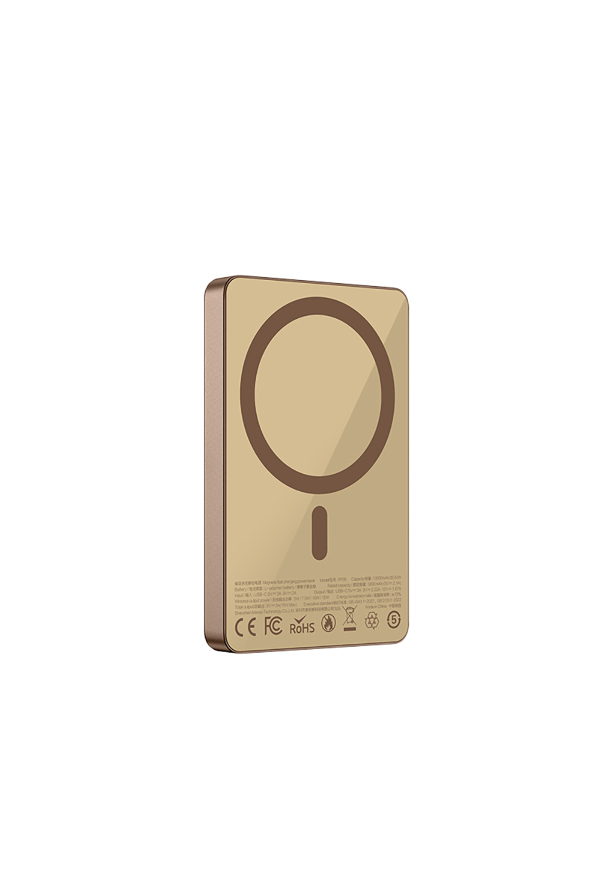 پاوربانک شارژ سریع MAGSAFE POWERBANK RECCI RP35 PD 20W با نشانگر LED 15W 10000MAH طلایی اورجینال Recci