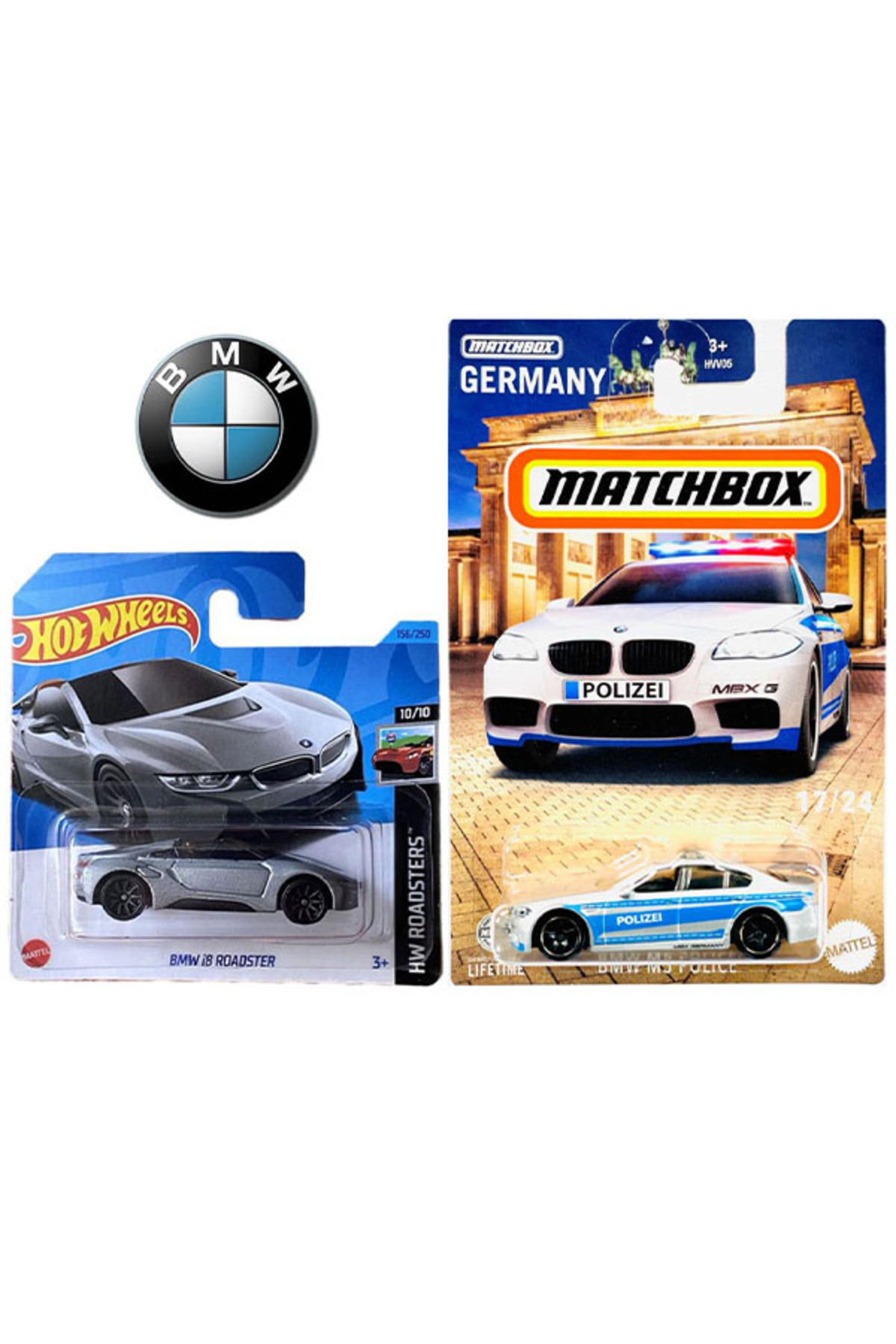 ماشین اسباب بازی مجموعه 2 خودرو BMW I8 ROADSTER & MATCHBOX M5 POLICE 1 64 از ترکیه HOT WHEELS